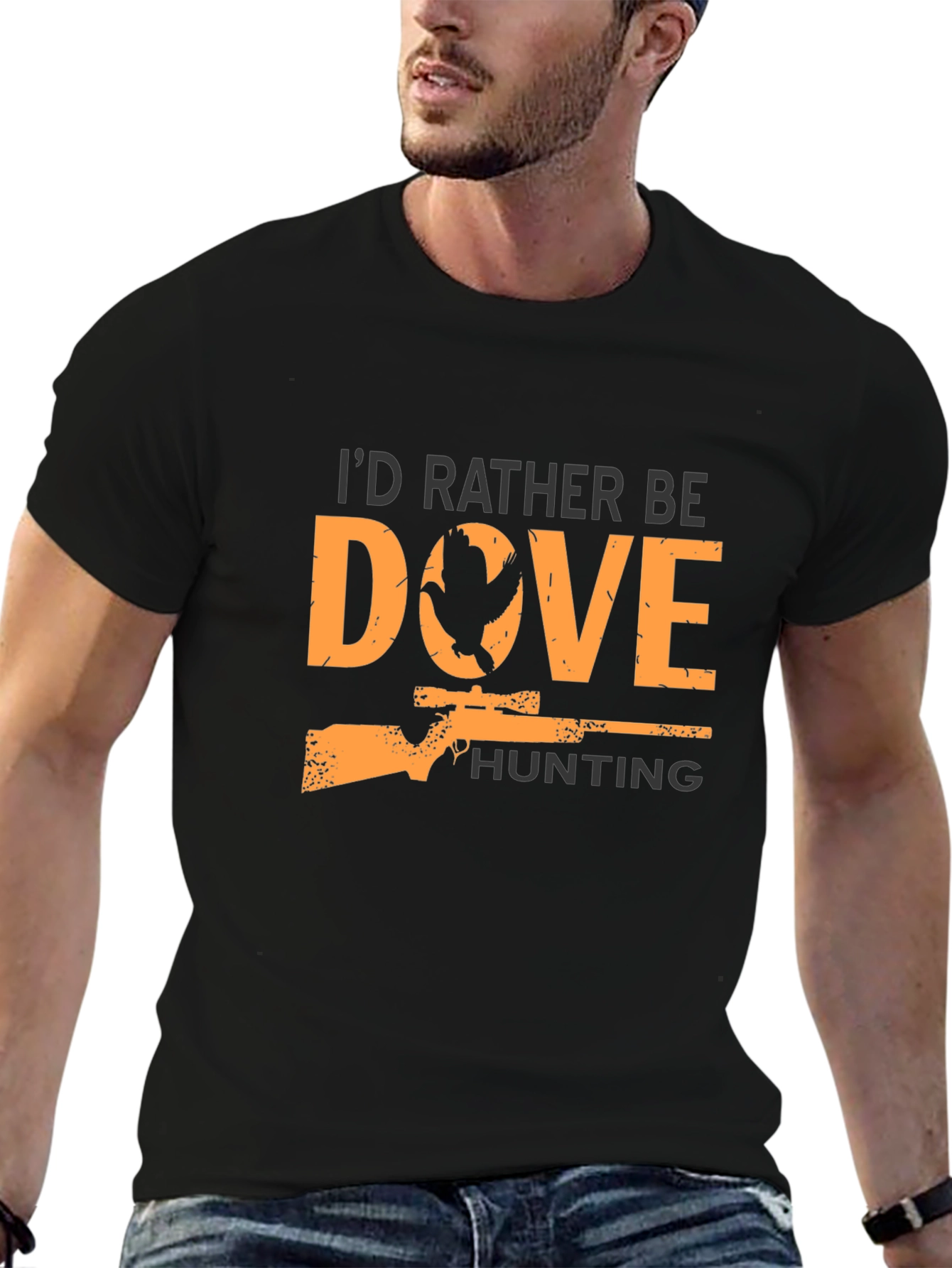 Dove Hunting Graphic Tee - Black Cotton T-Shirt