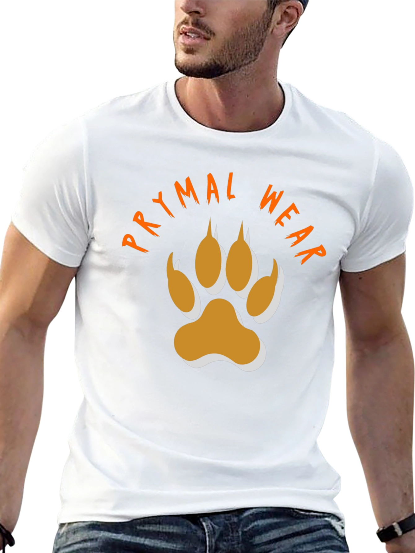 Primal Wear Black T-Shirt with Paw Print Design