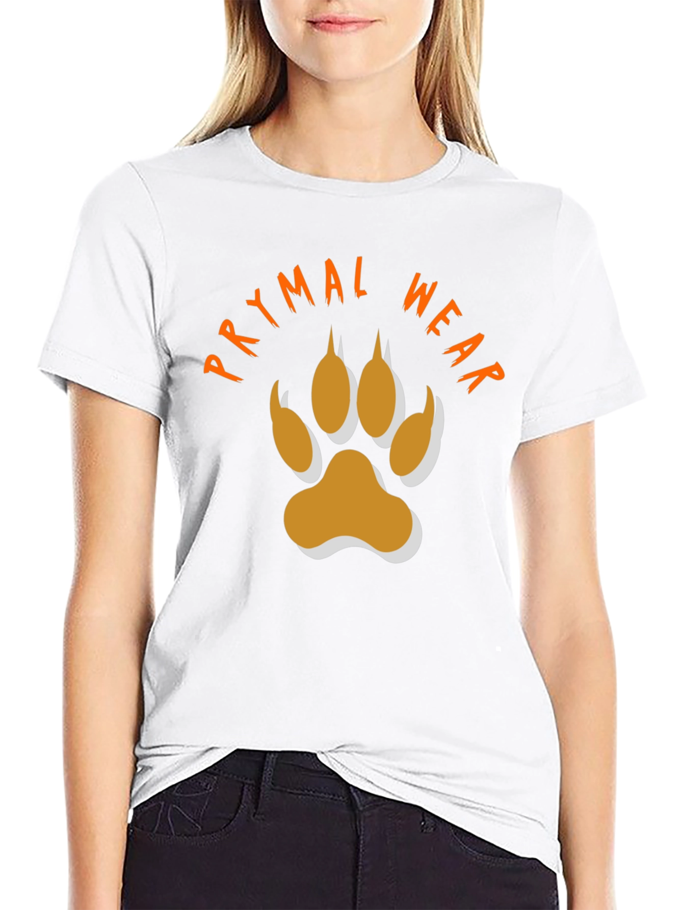 Primal Wear Black T-Shirt with Paw Print Design