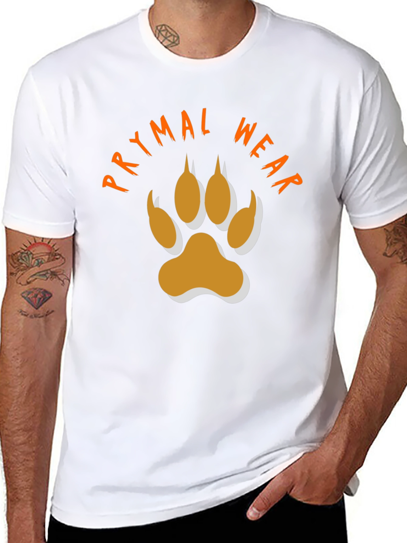 Primal Wear Black T-Shirt with Paw Print Design