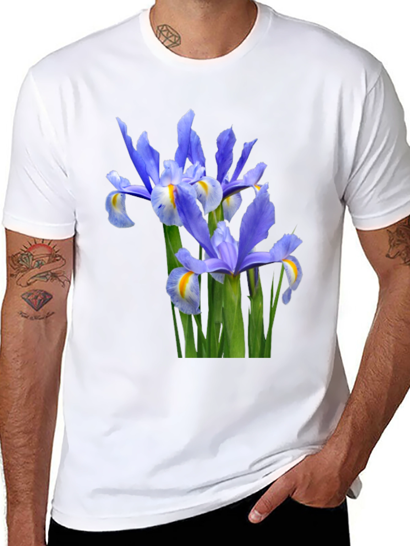 Iris Flower Graphic Tee - Black