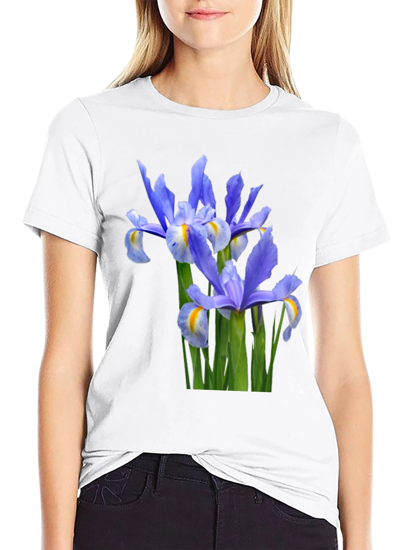 Iris Flower Graphic Tee - Black