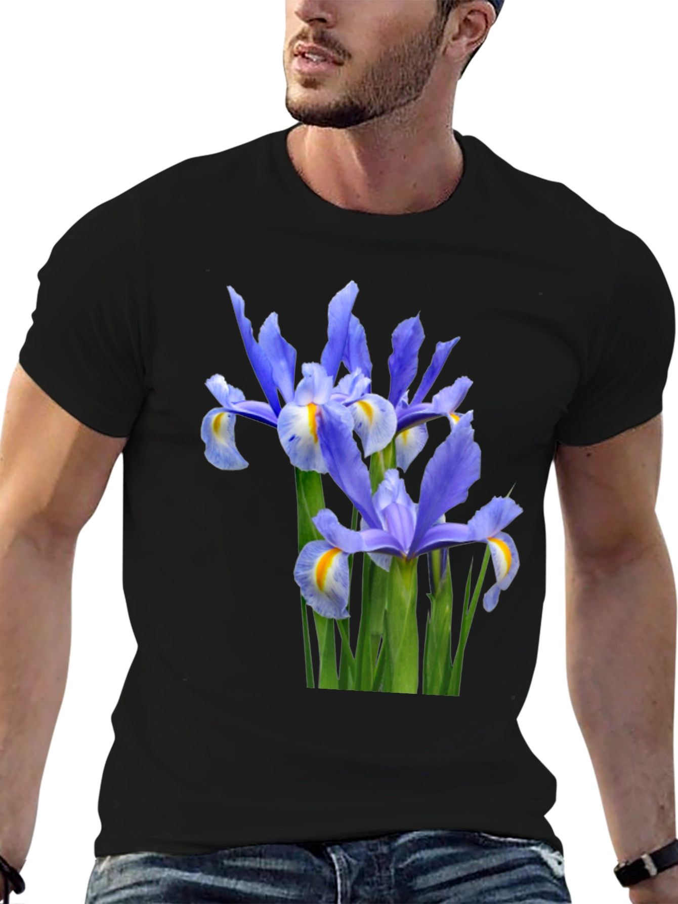Iris Flower Graphic Tee - Black