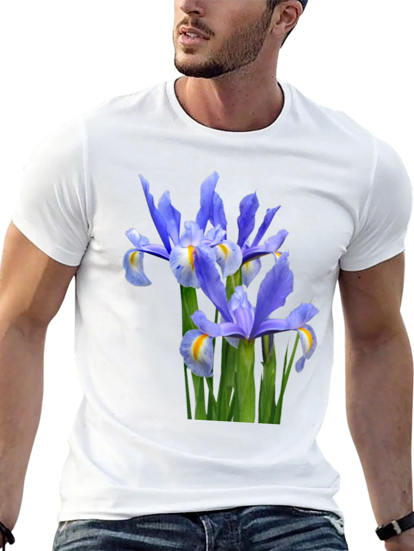 Iris Flower Graphic Tee - Black