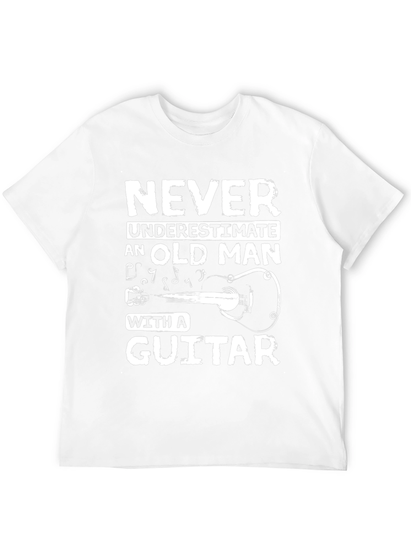 Never Underestimate Old Man Guitar Black T-Shirt