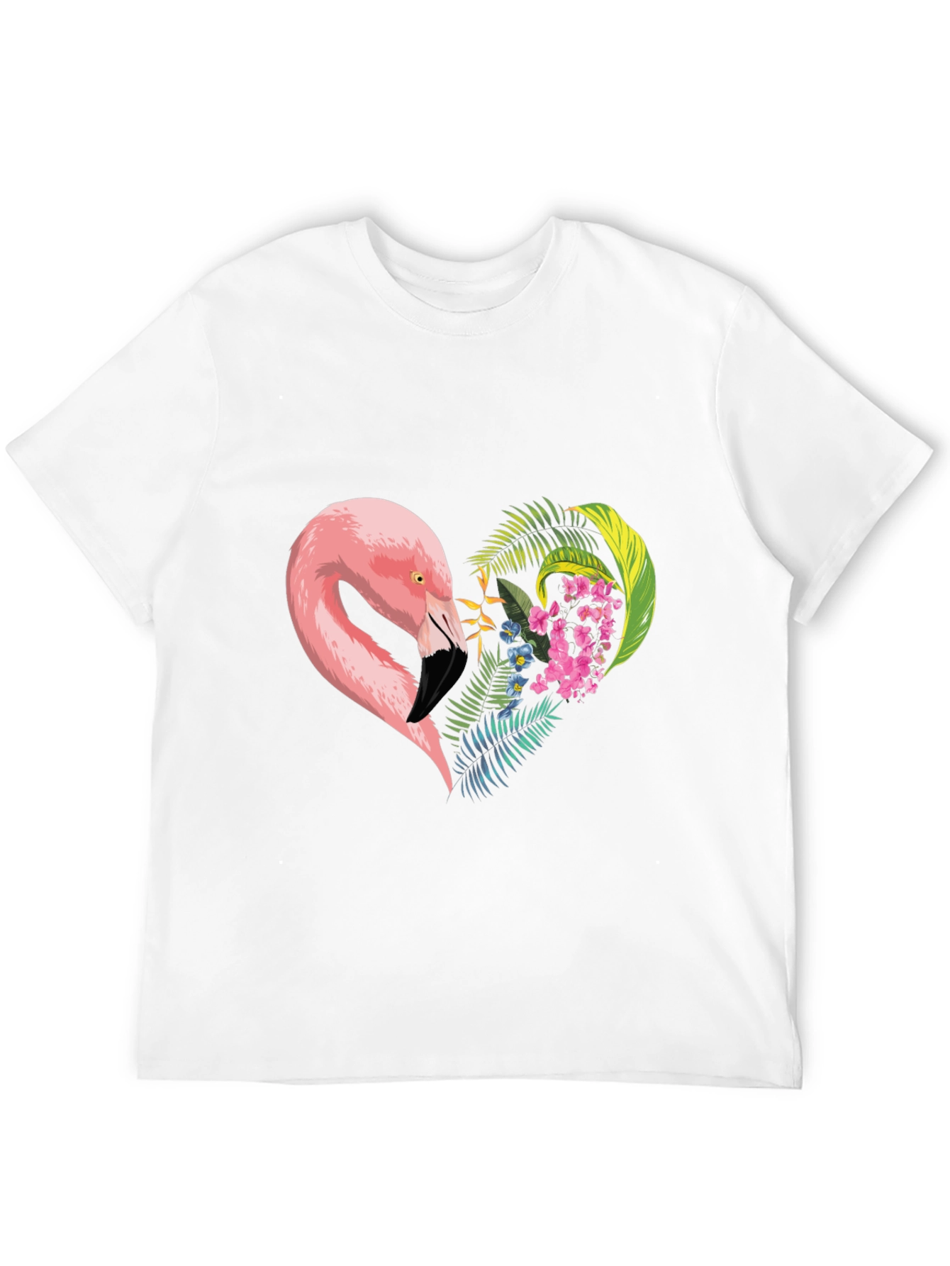 Flamingo Heart Graphic Tee - Black
