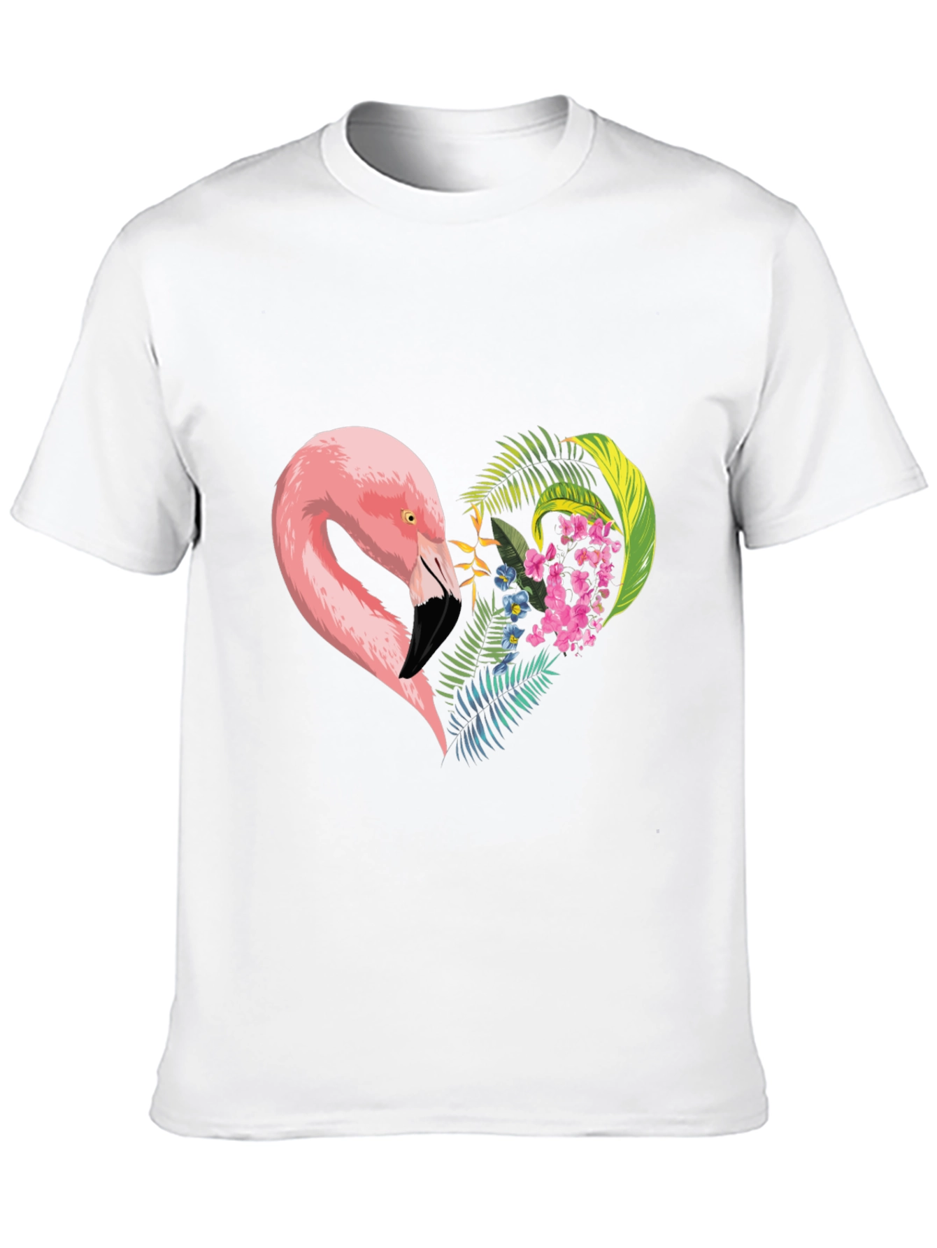 Flamingo Heart Graphic Tee - Black