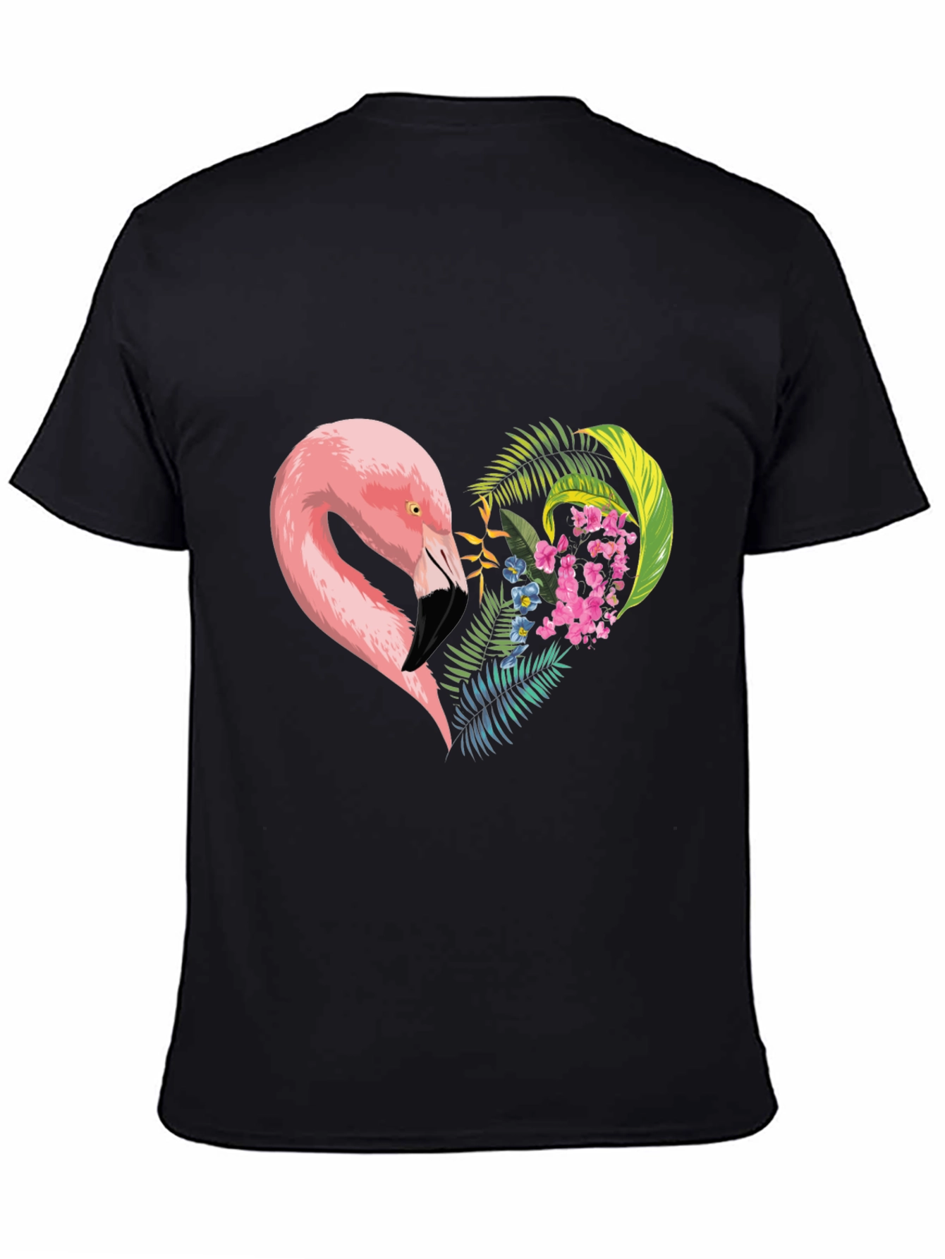 Flamingo Heart Graphic Tee - Black