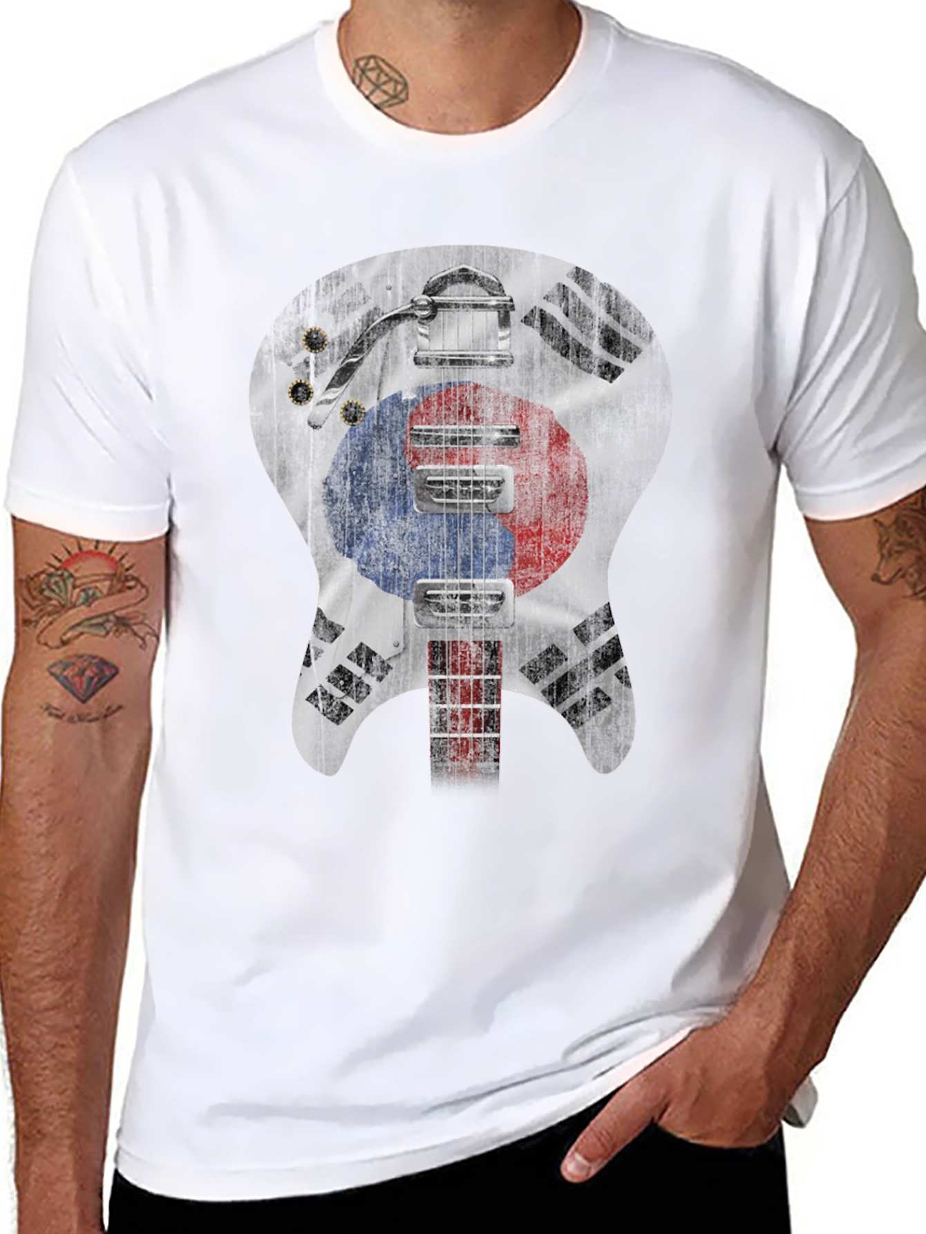 South Korea Flag Guitar Graphic T-Shirt