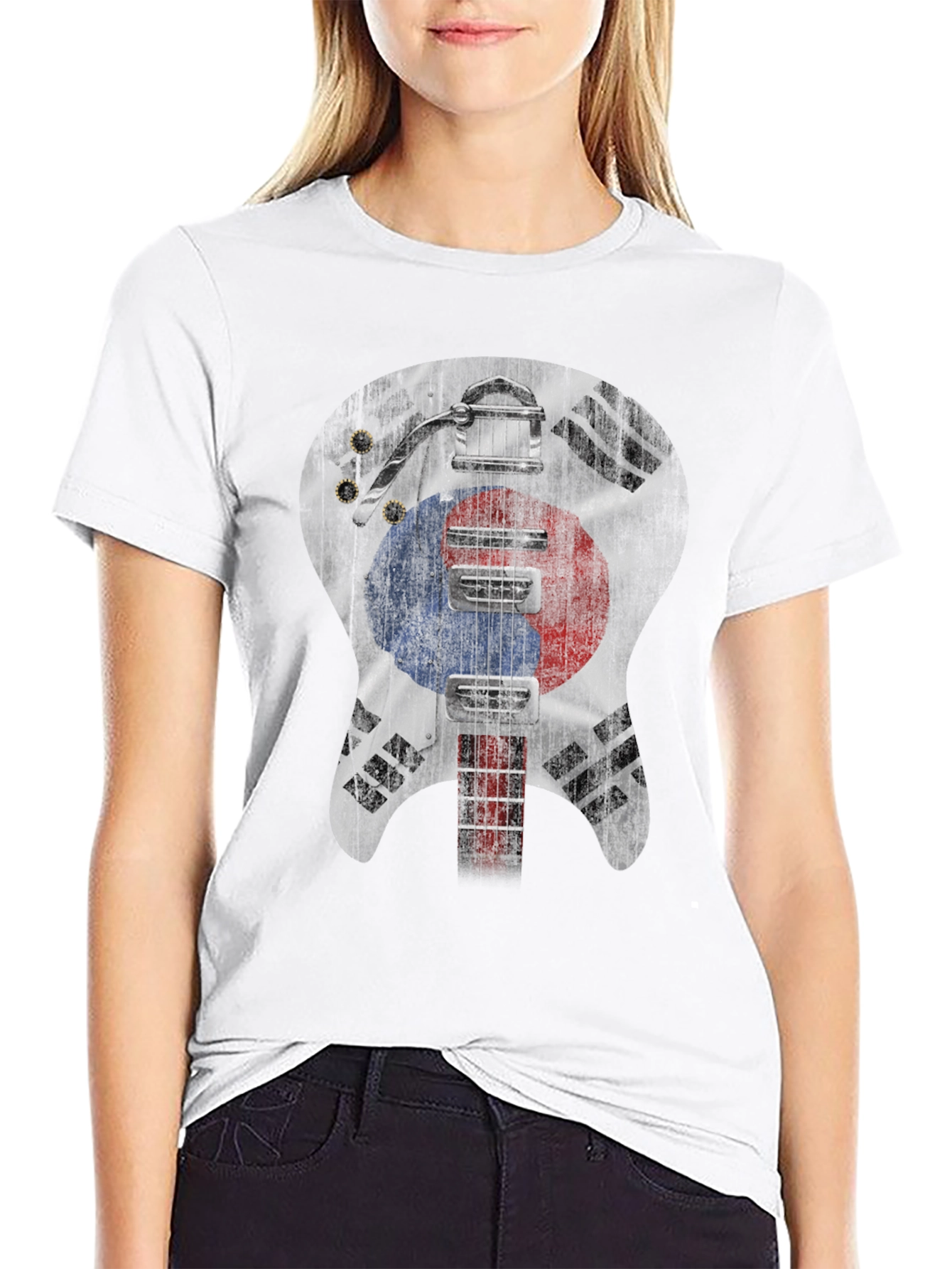 South Korea Flag Guitar Graphic T-Shirt