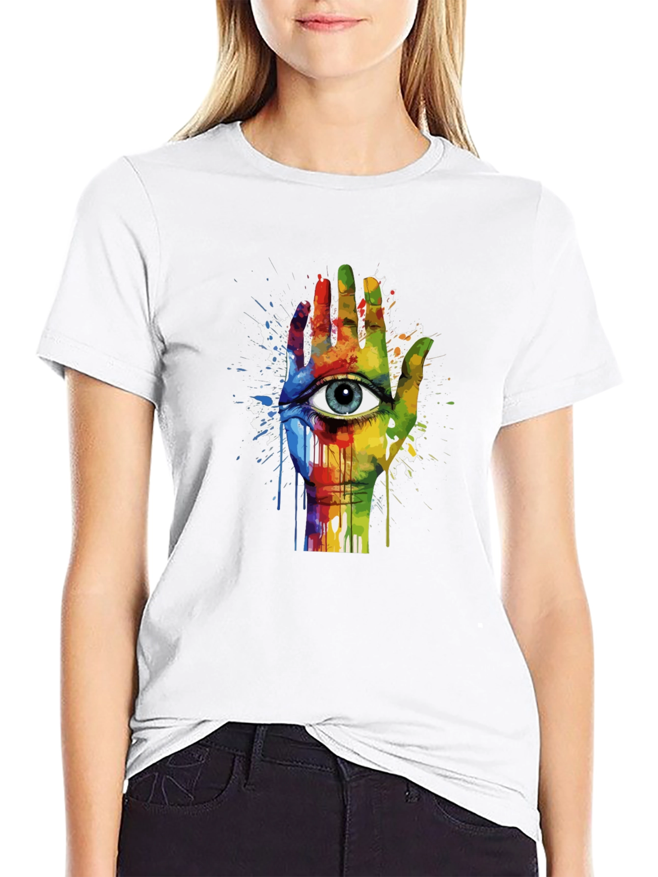 Eye Hand Rainbow Graphic Tee