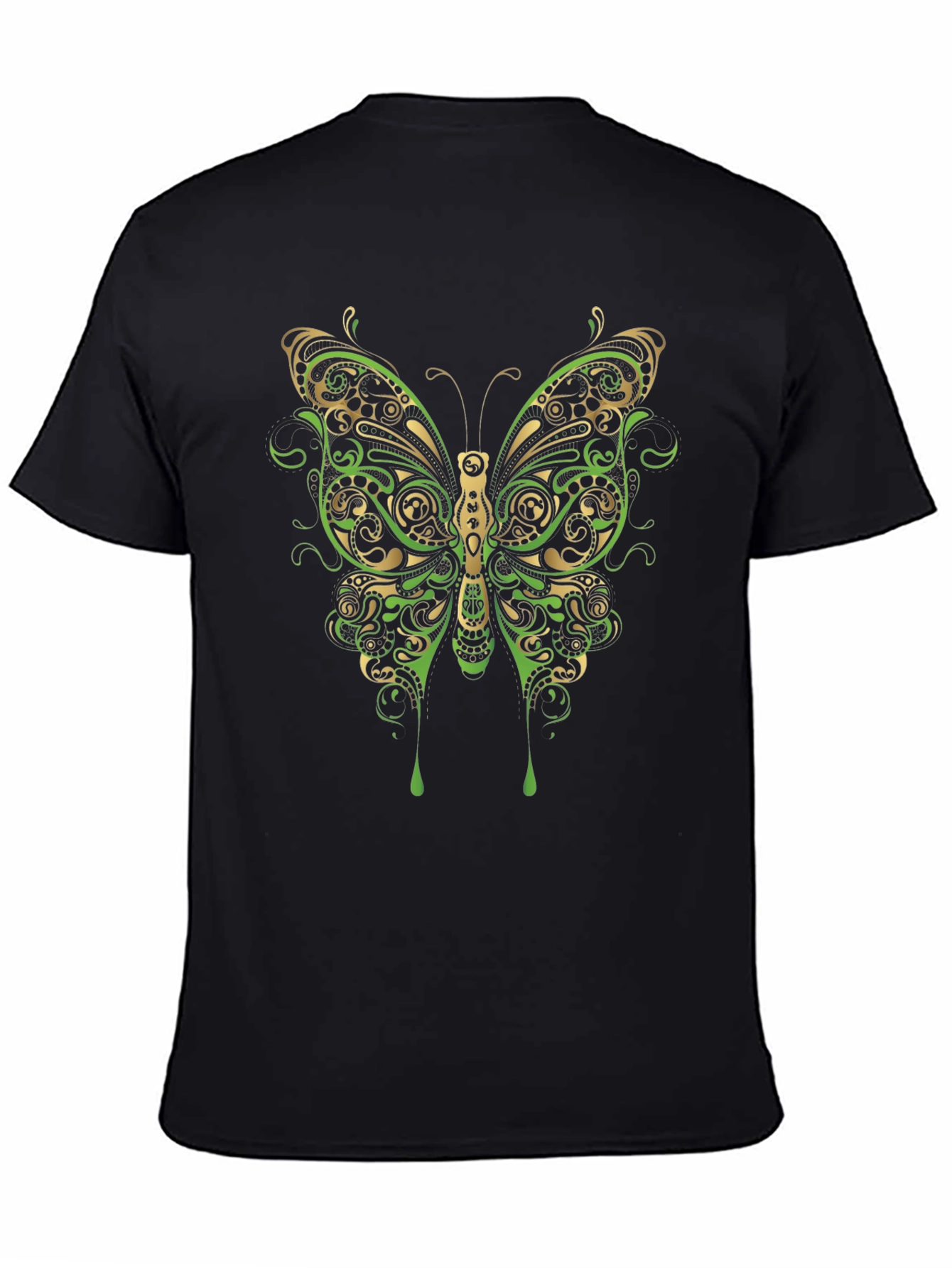 Butterfly Graphic Print Mens Black T-Shirt