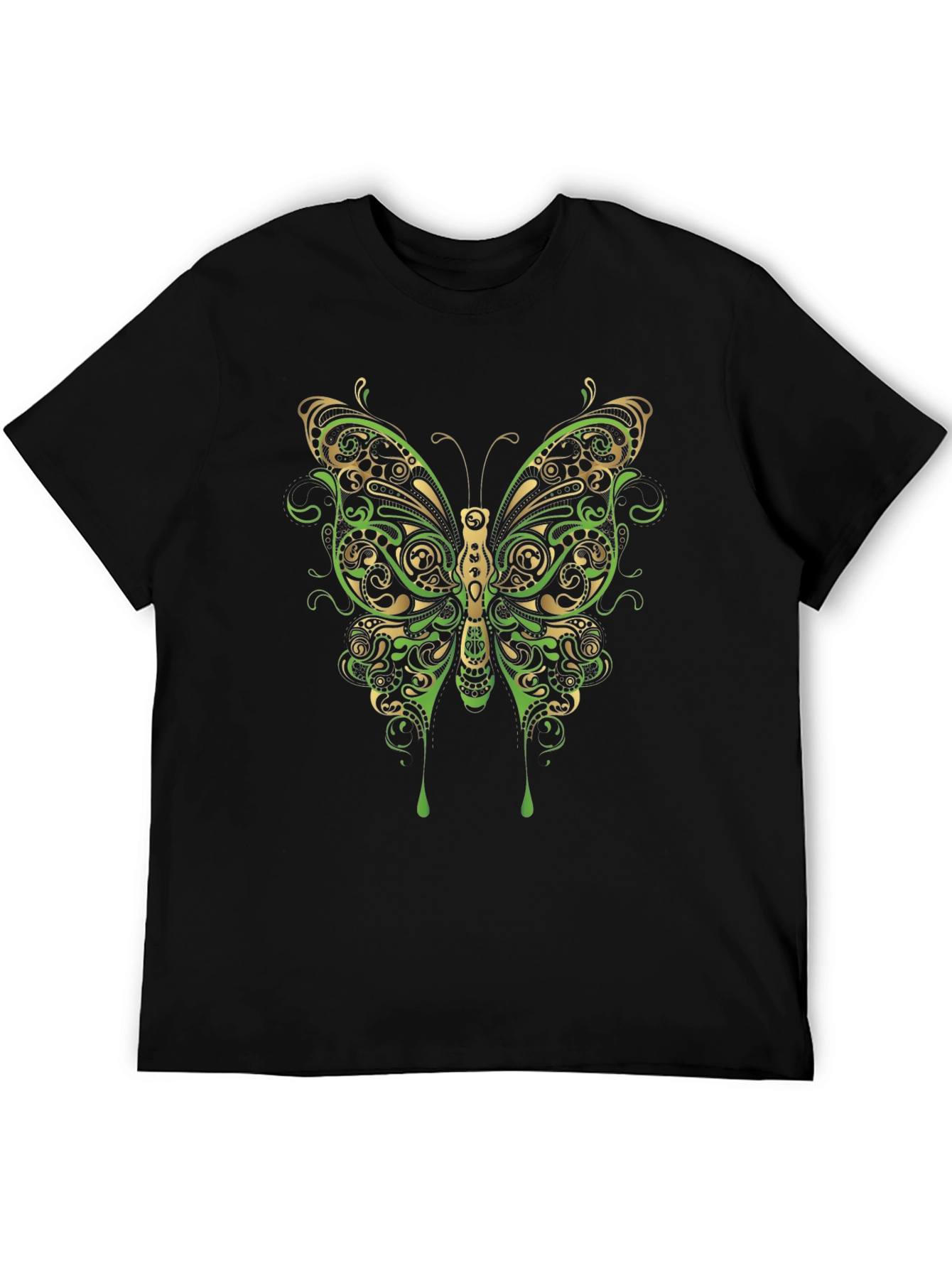 Butterfly Graphic Print Mens Black T-Shirt