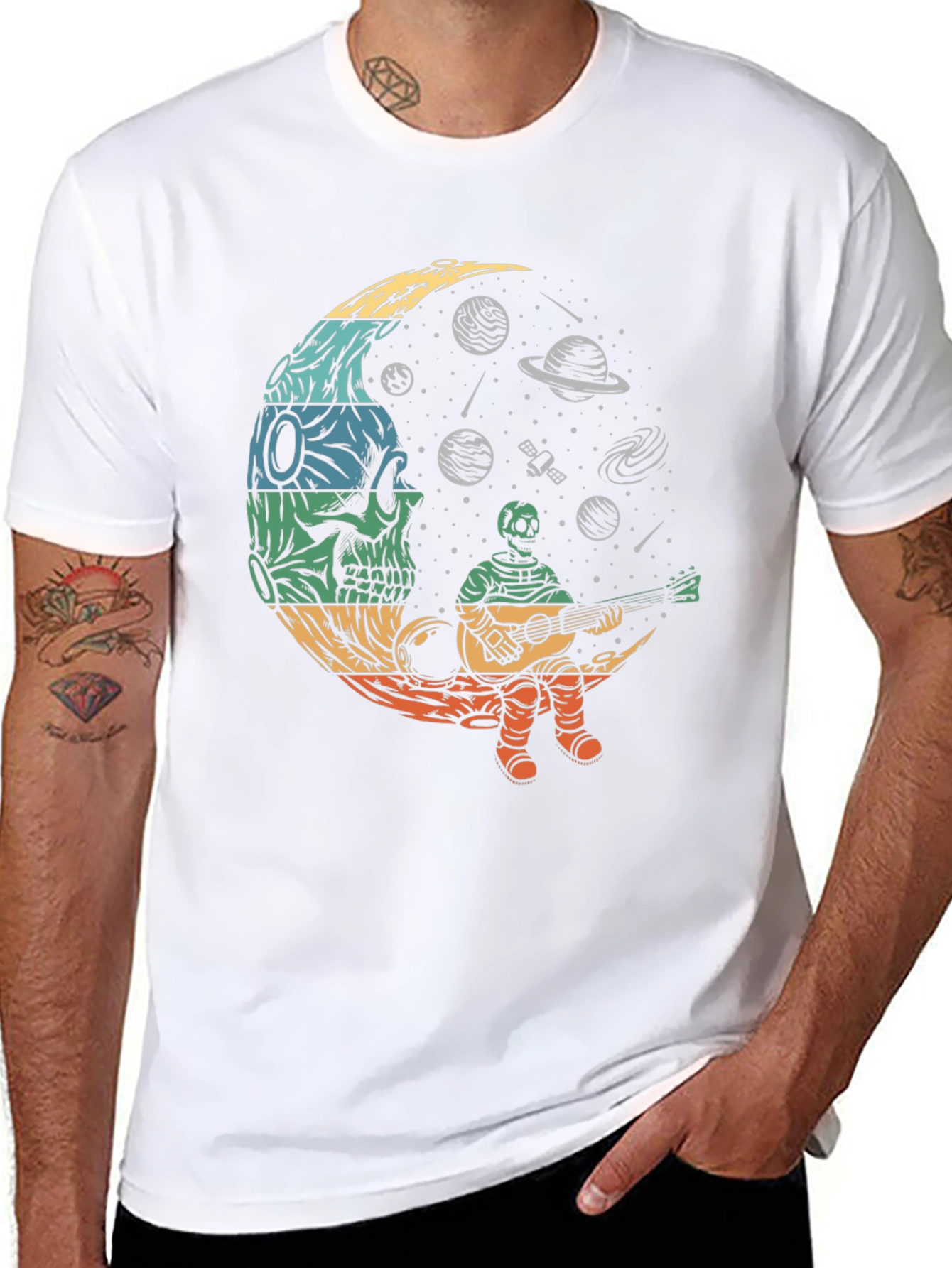 Skull Moon Space Guitar T-Shirt