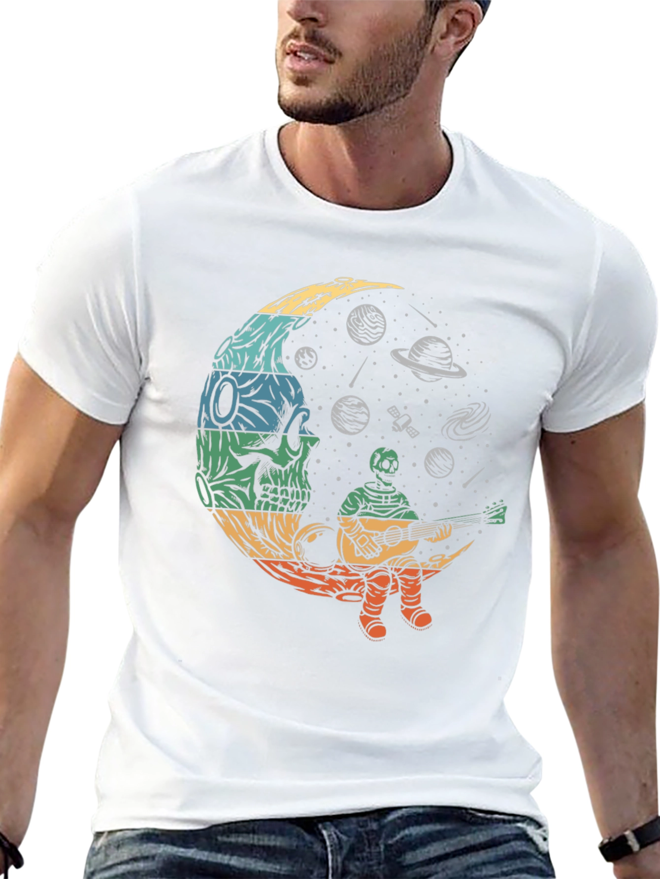 Skull Moon Space Guitar T-Shirt