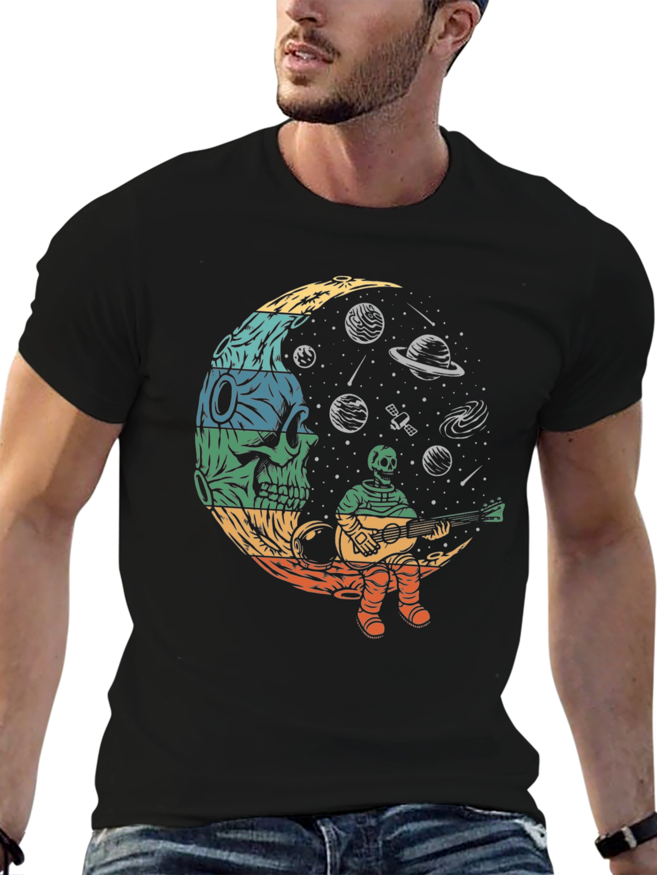 Skull Moon Space Guitar T-Shirt
