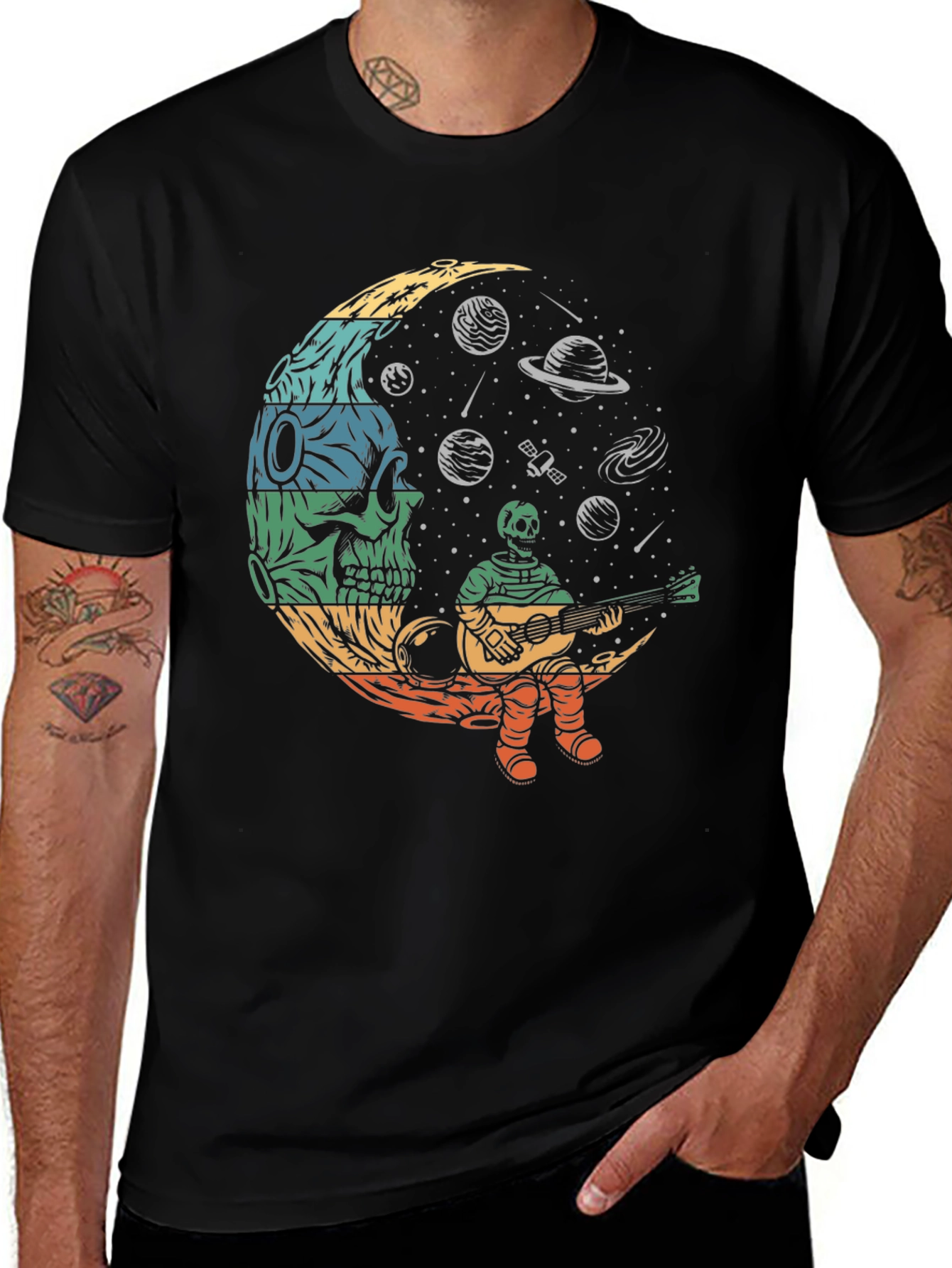 Skull Moon Space Guitar T-Shirt
