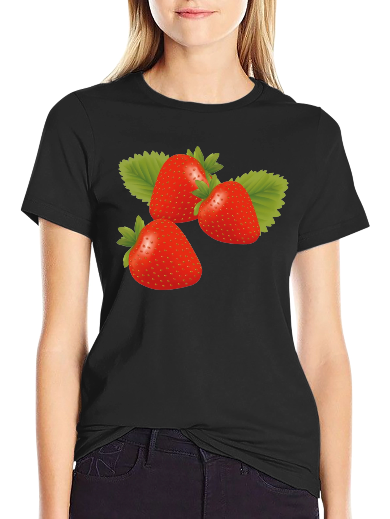 Strawberry Graphic Black T-Shirt - Trendy Casual Wear