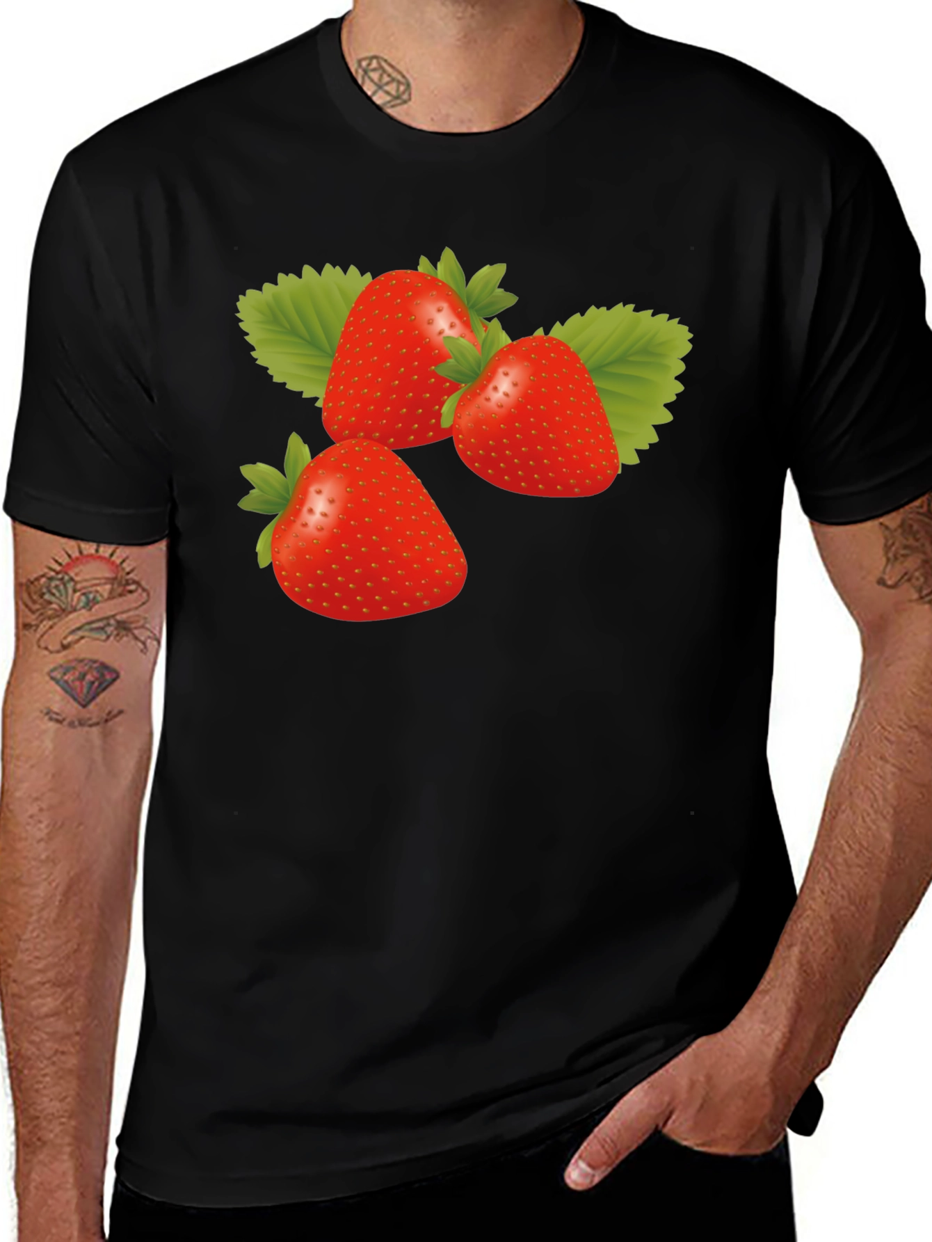 Strawberry Graphic Black T-Shirt - Trendy Casual Wear