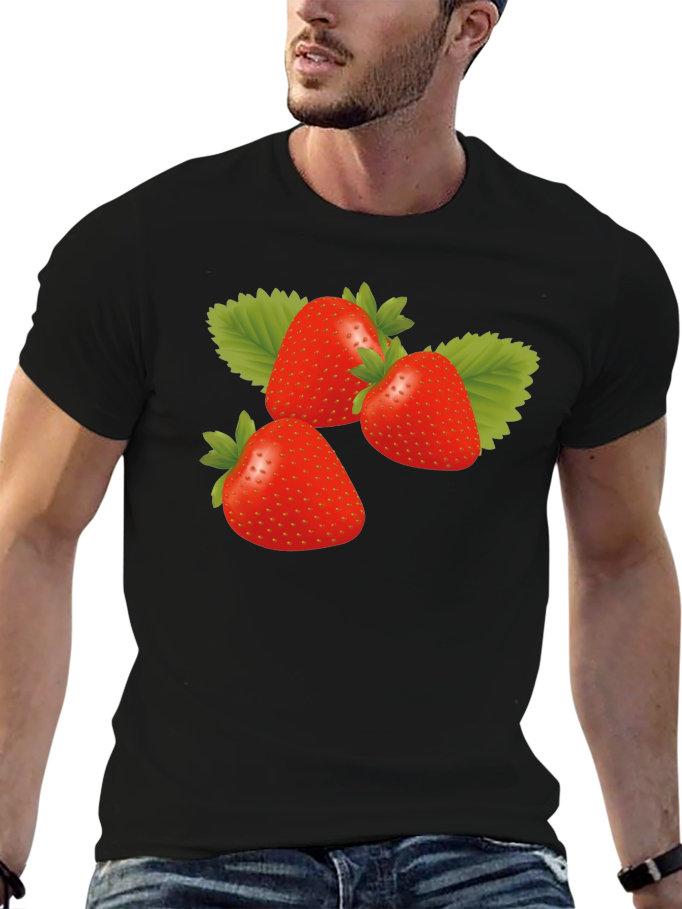 Strawberry Graphic Black T-Shirt - Trendy Casual Wear