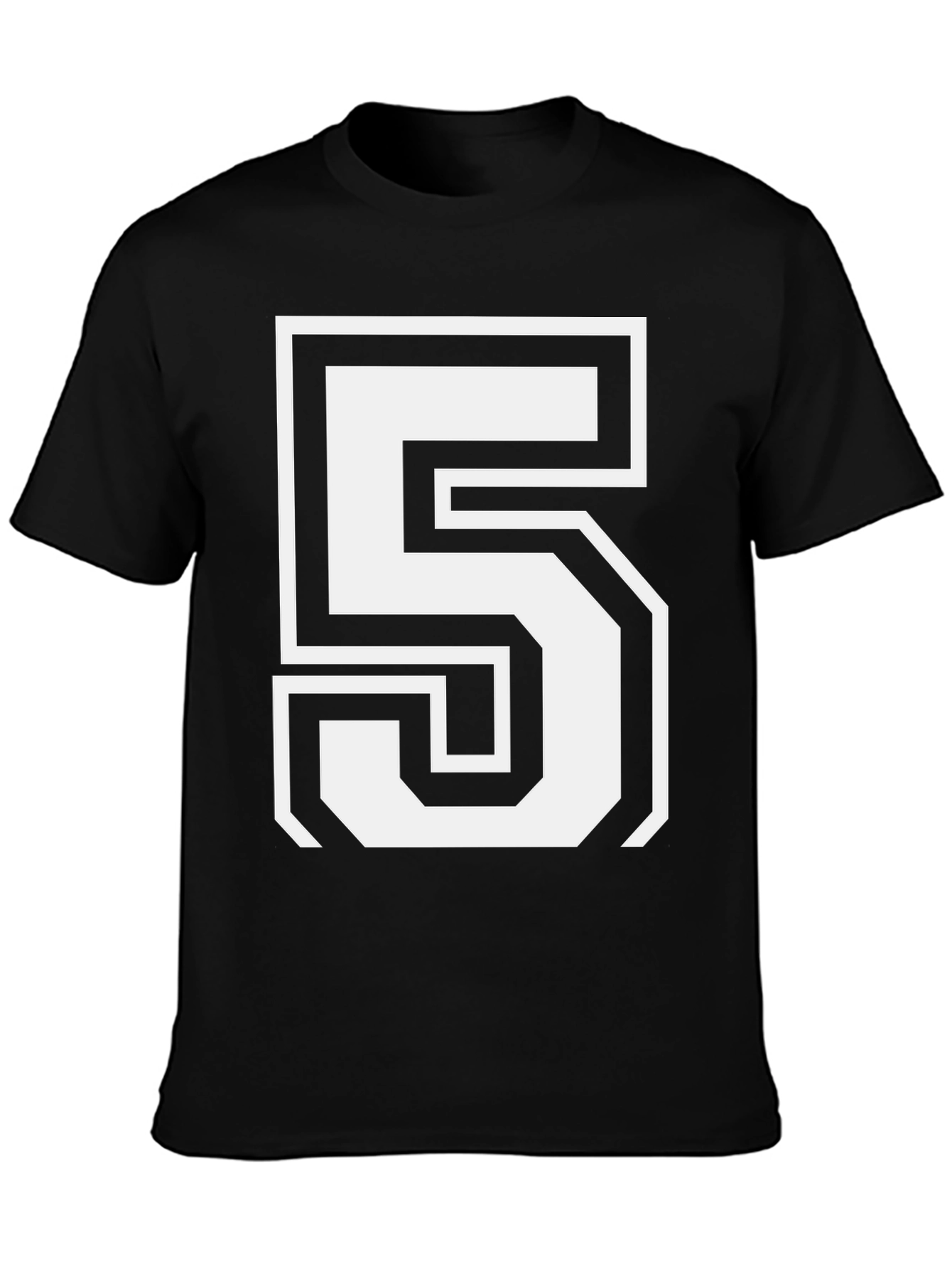 Bold Number 5 Black Graphic T-Shirt