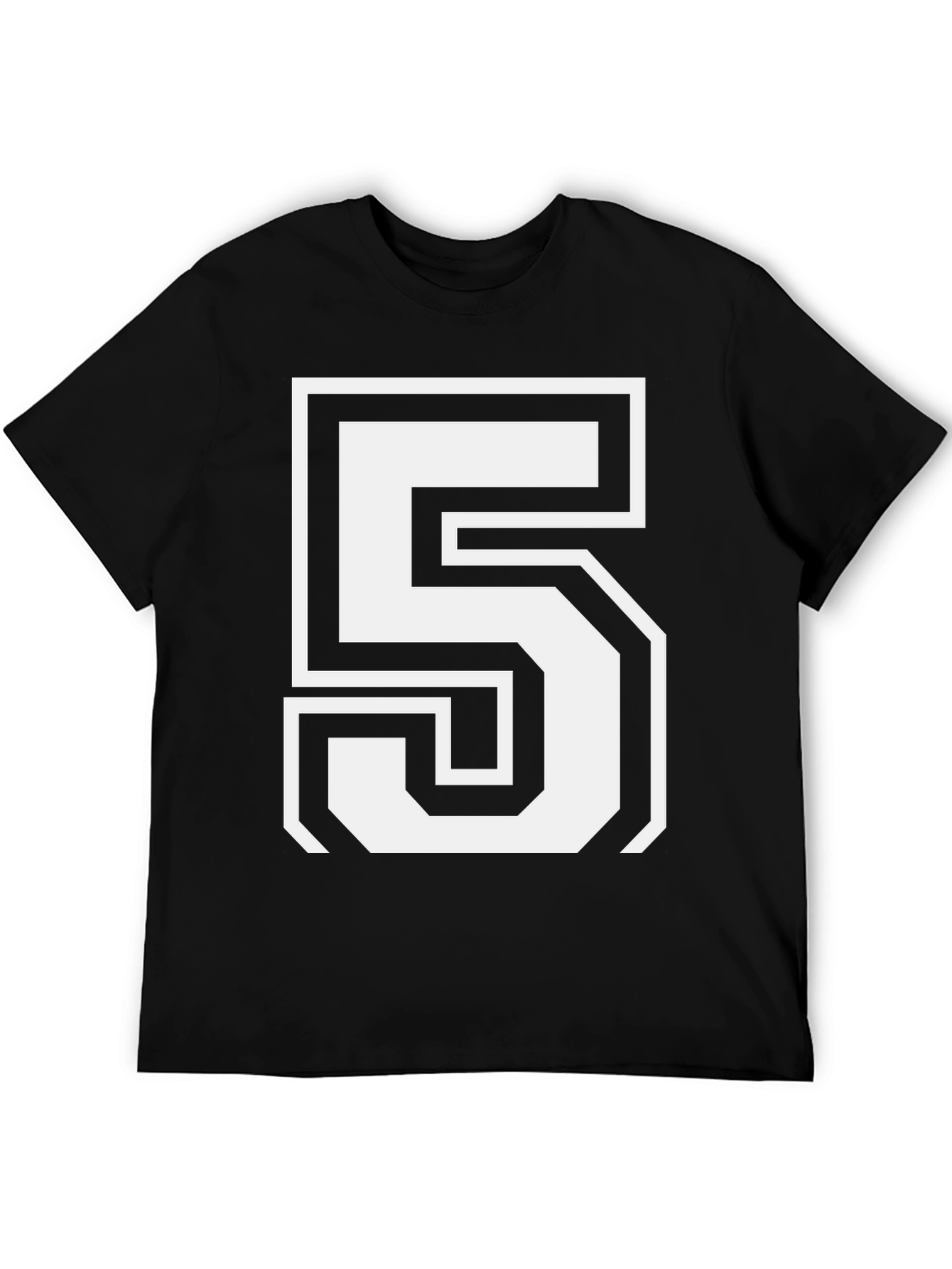 Bold Number 5 Black Graphic T-Shirt