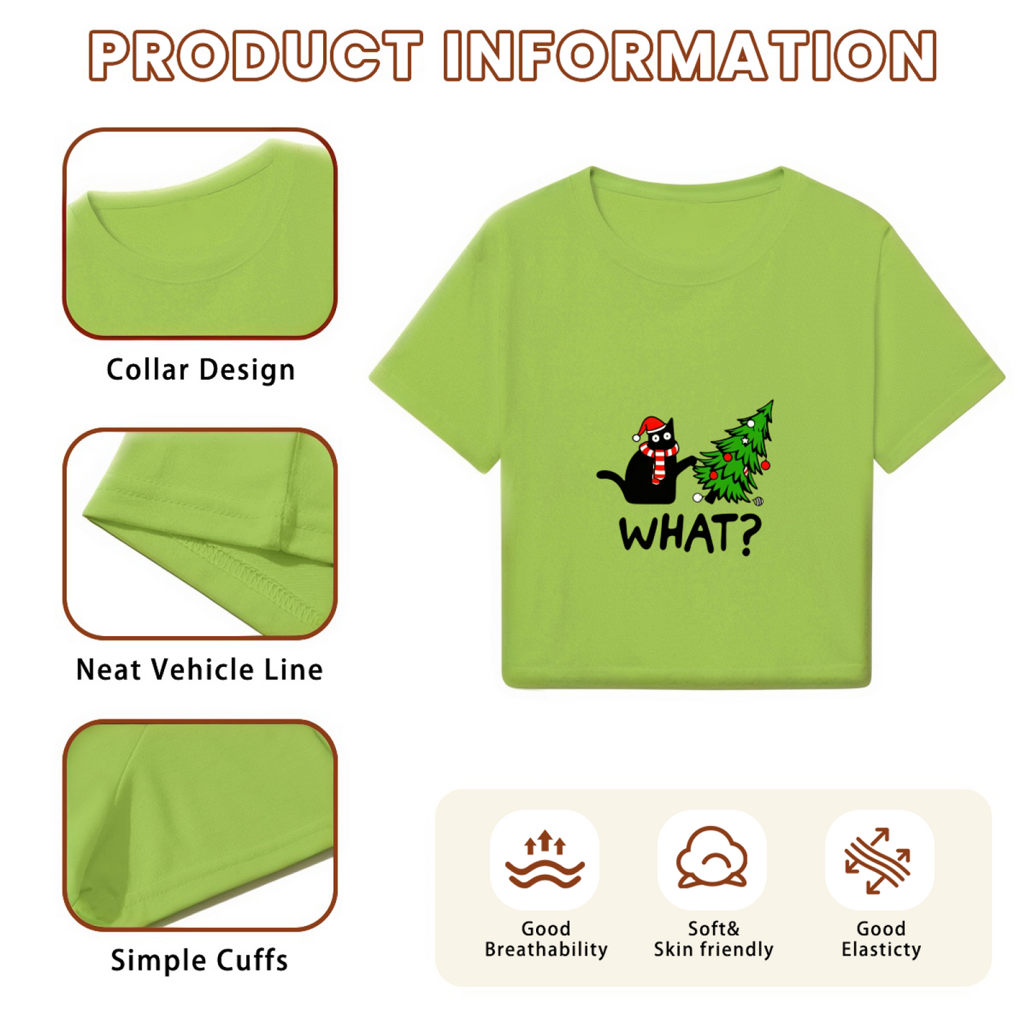 Sassy Black Cat Christmas Tree Funny Holiday Cropped Tee