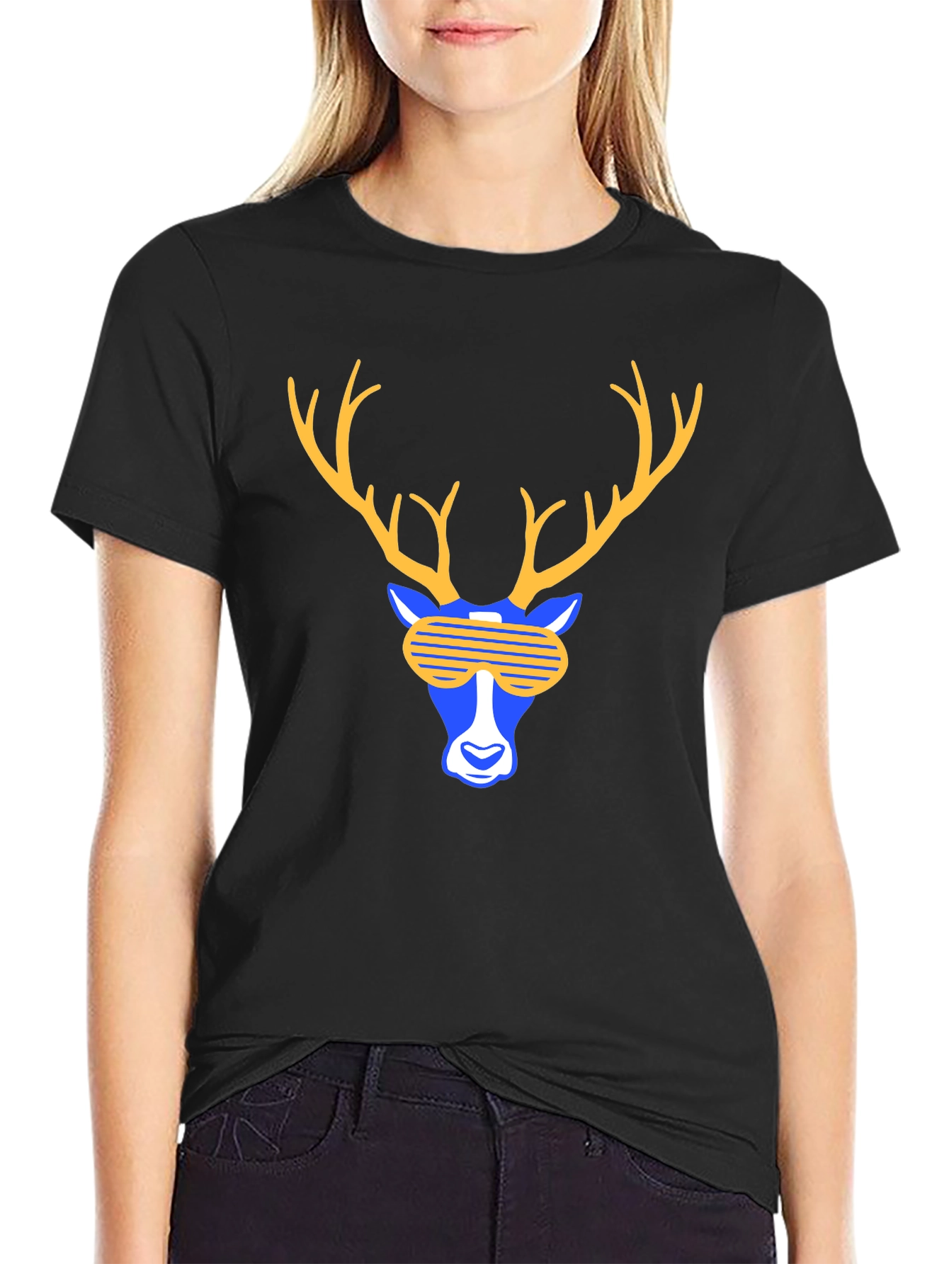 Cool Deer Graphic Tee - Black T-Shirt