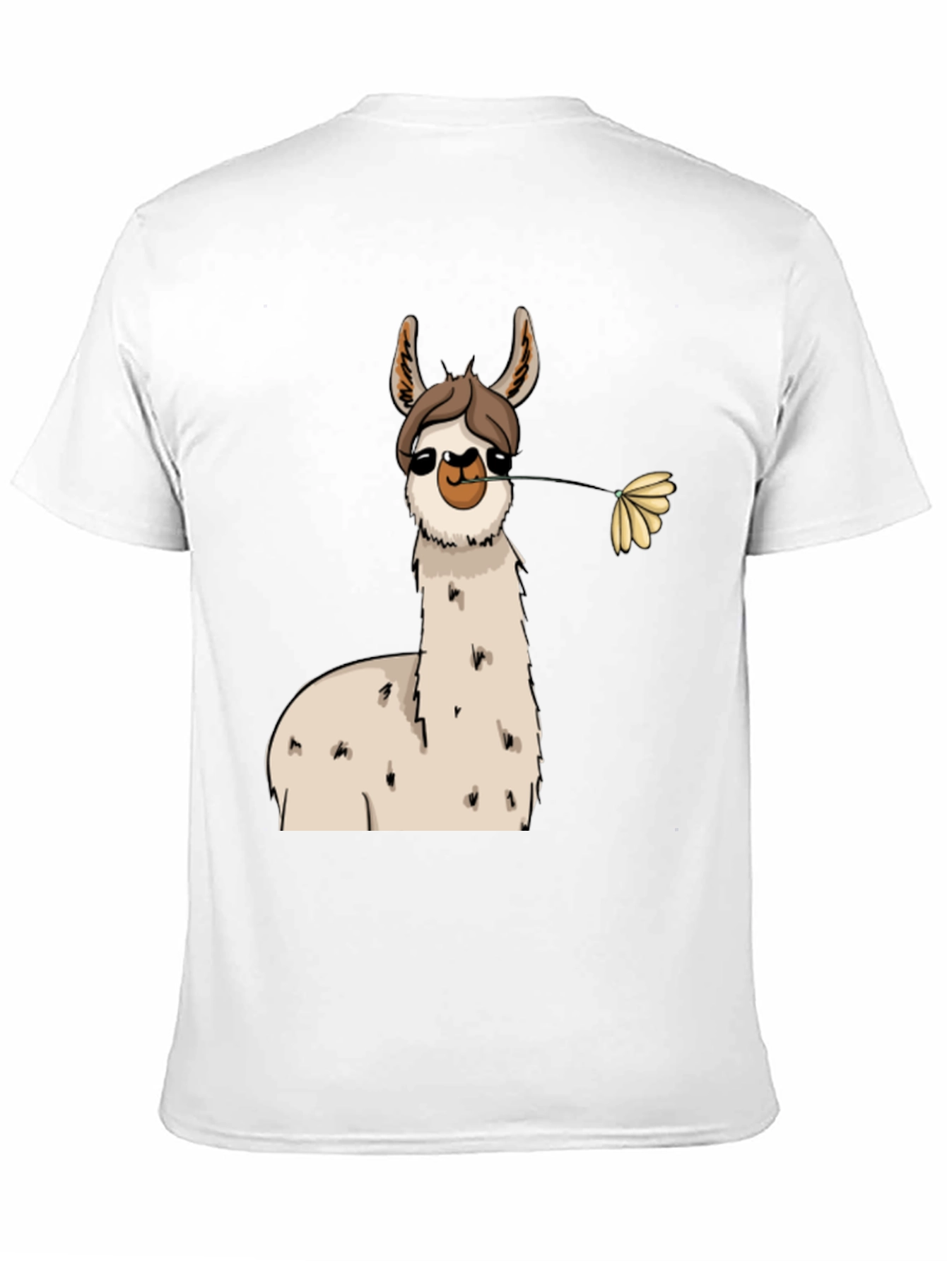 Llama with Flower Black T-Shirt