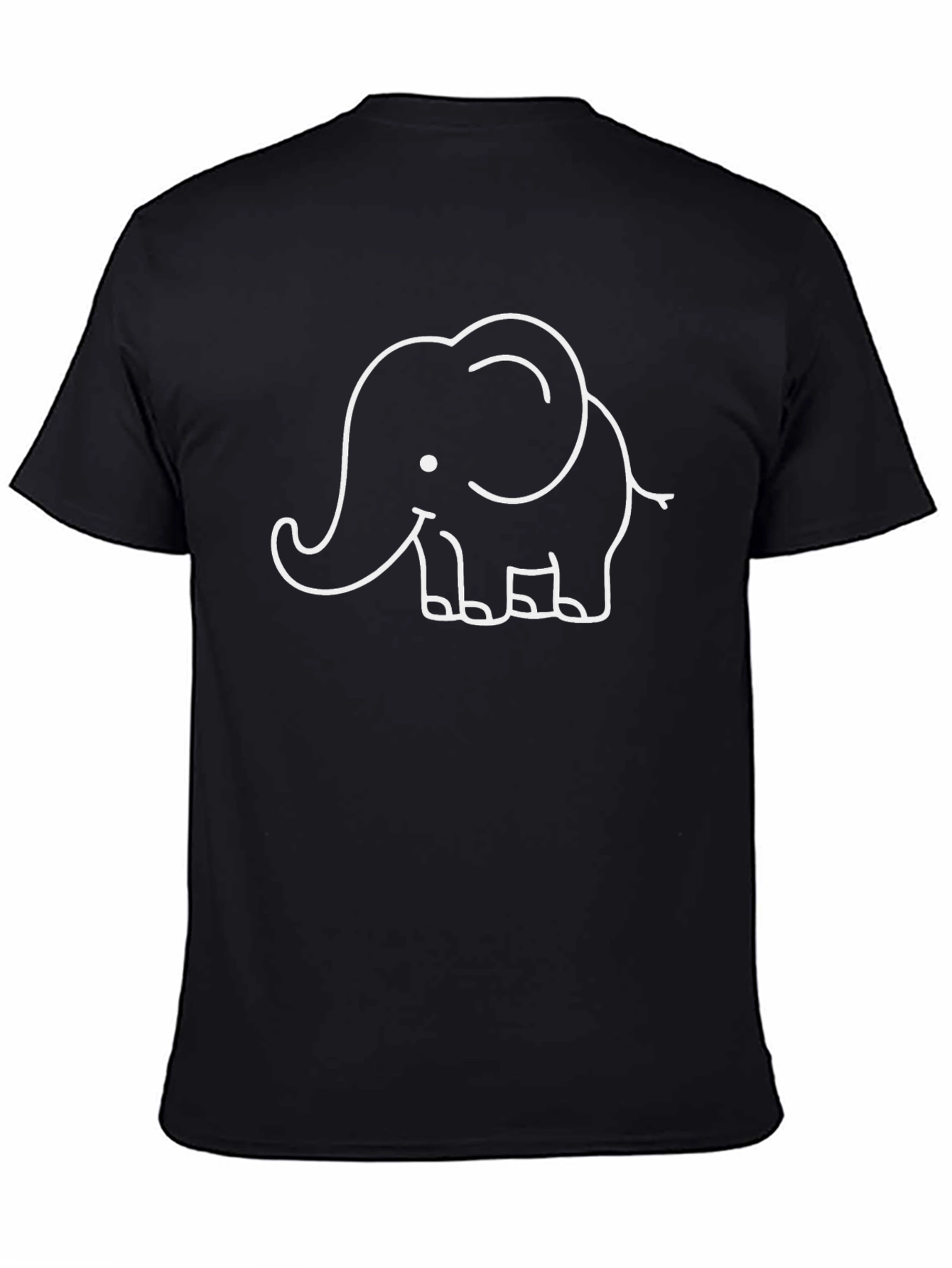 Elephant Outline Graphic Tee - Black Cotton T-Shirt