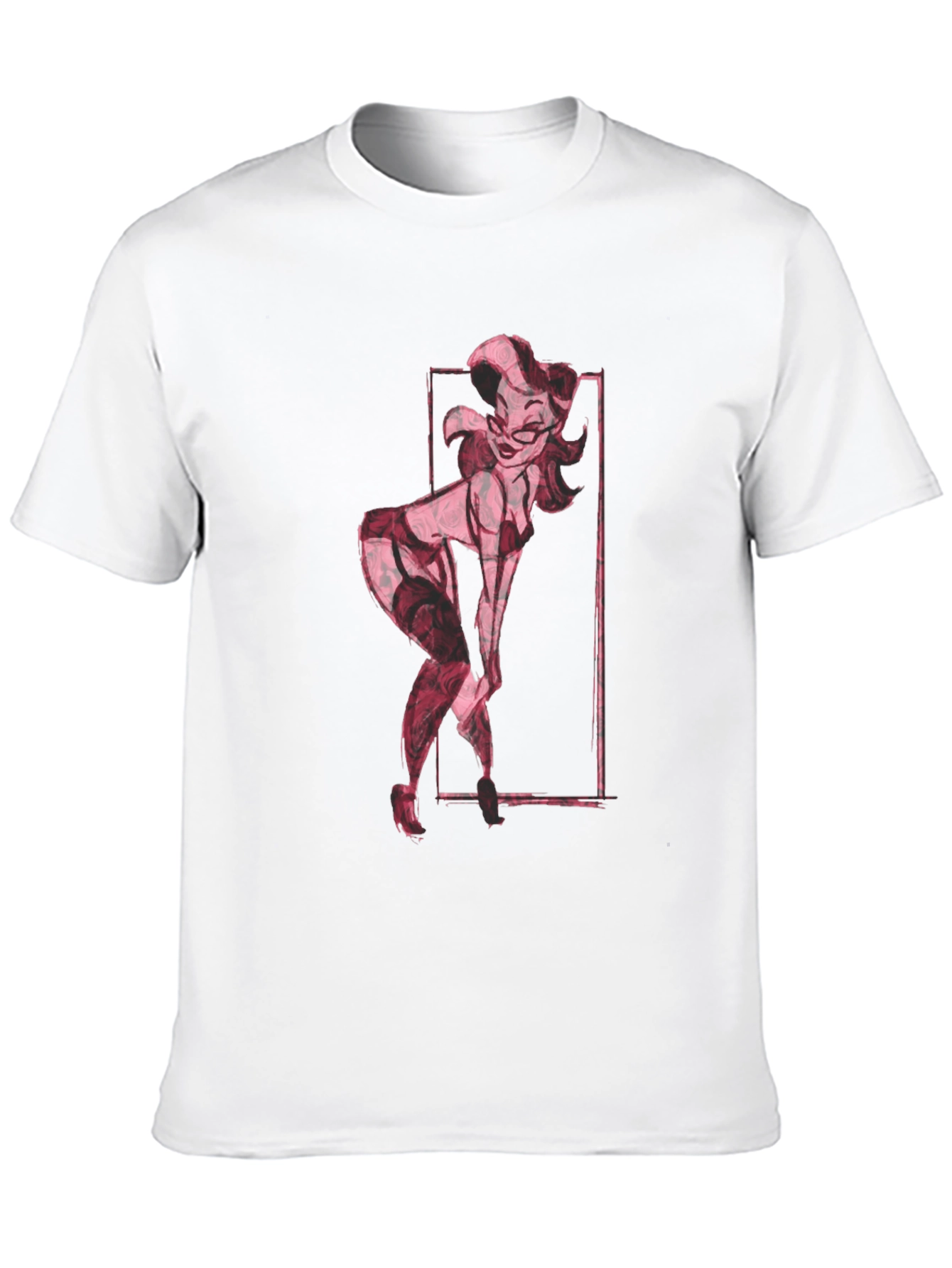 Retro Pin-Up Girl Graphic Tee - Black Cotton T-Shirt