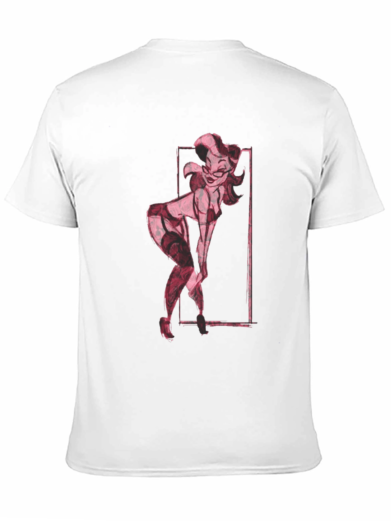 Retro Pin-Up Girl Graphic Tee - Black Cotton T-Shirt