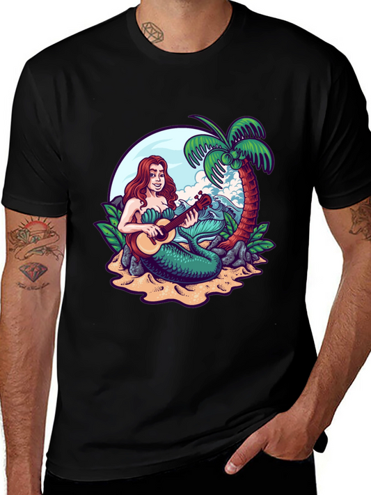 Mermaid Ukulele Black T-Shirt