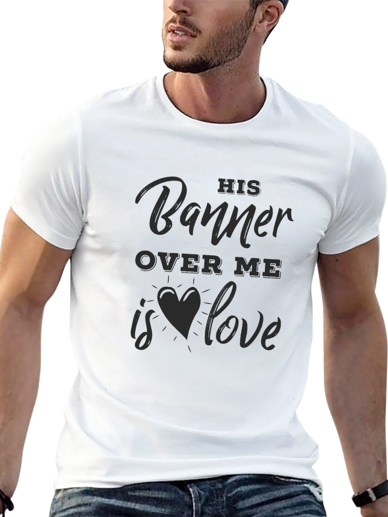 His Banner Over Me Love Heart T-Shirt
