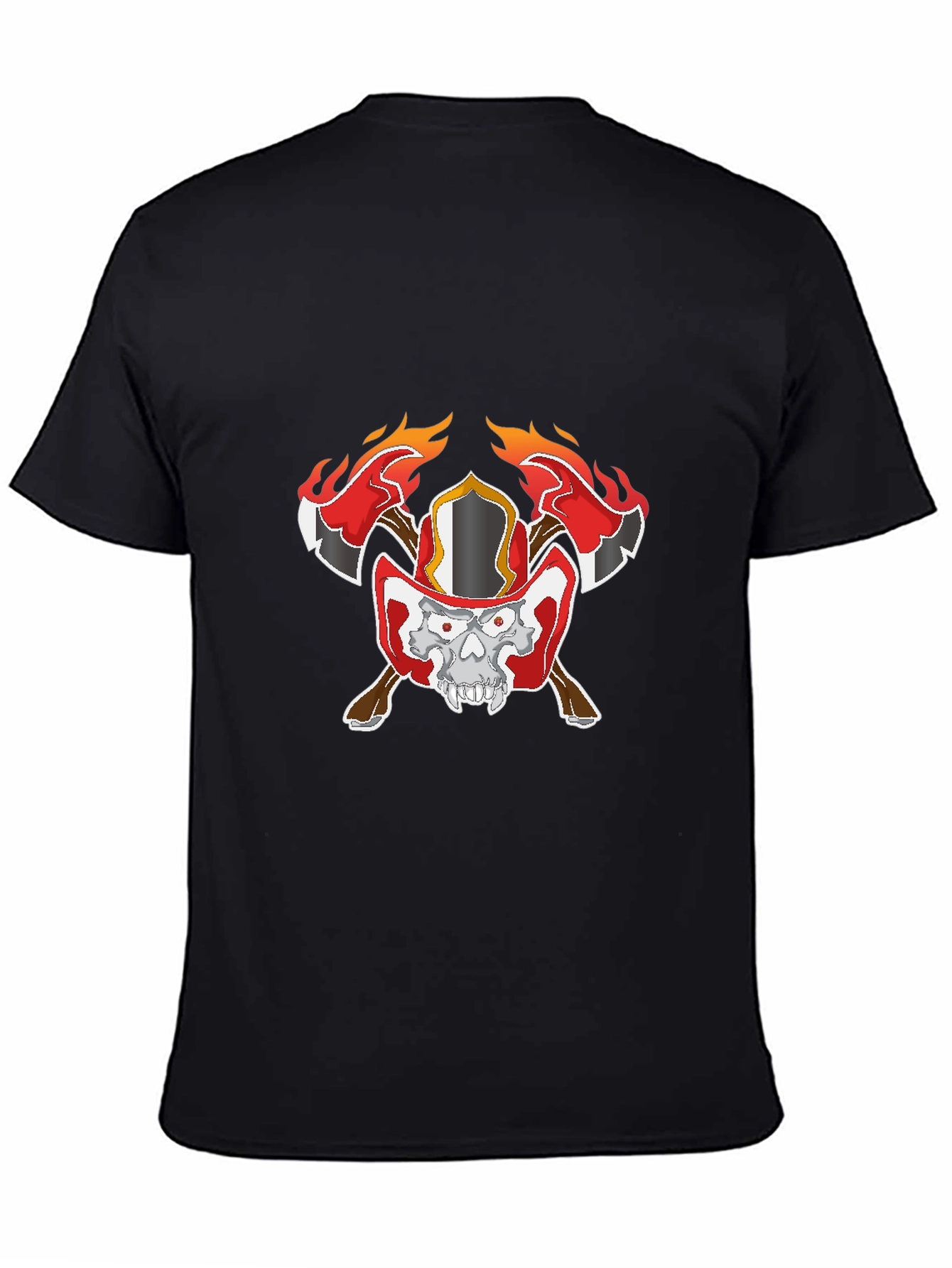 Skull Firefighter Graphic Black T-Shirt