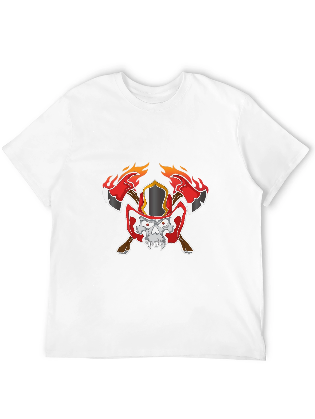 Skull Firefighter Graphic Black T-Shirt