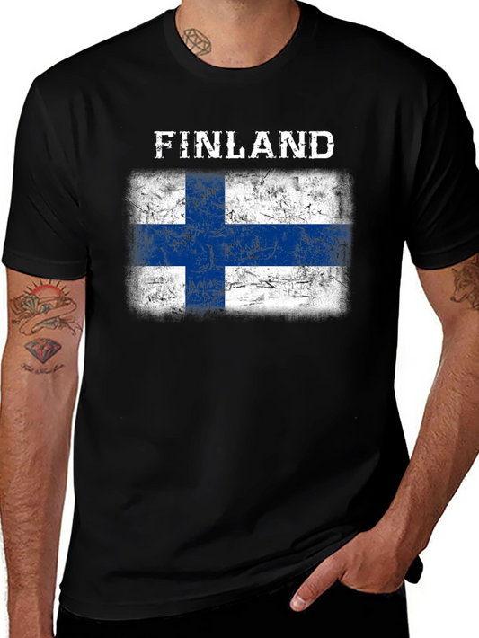 Finland Flag T-Shirt - Distressed Grunge Design