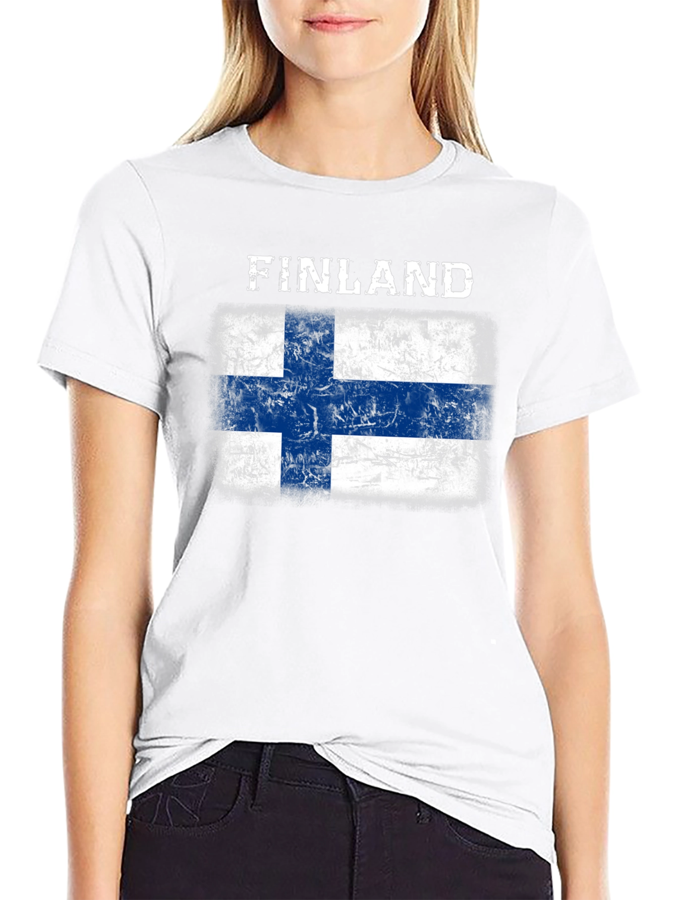 Finland Flag T-Shirt - Distressed Grunge Design