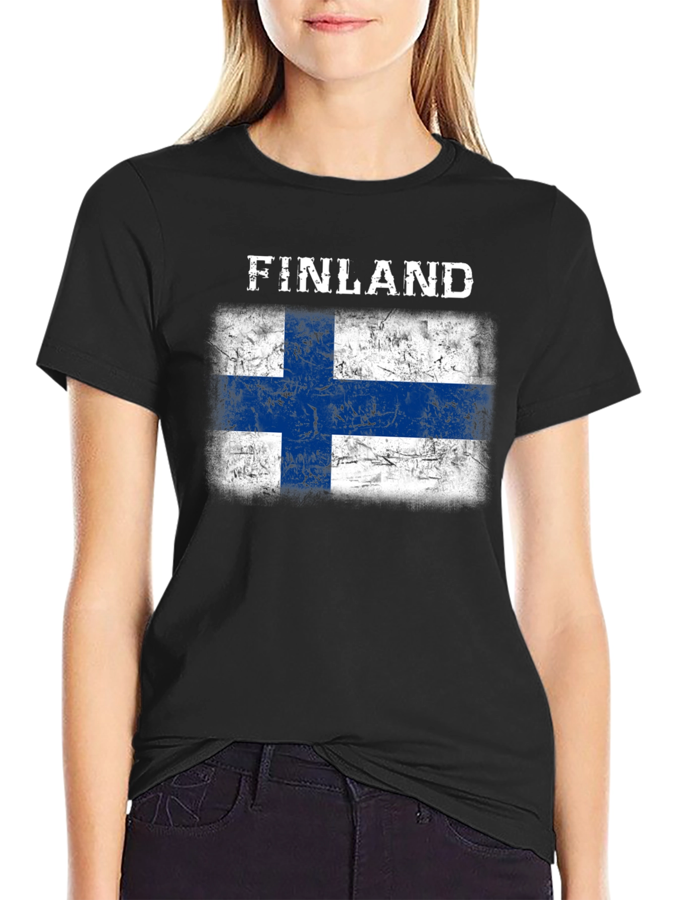 Finland Flag T-Shirt - Distressed Grunge Design