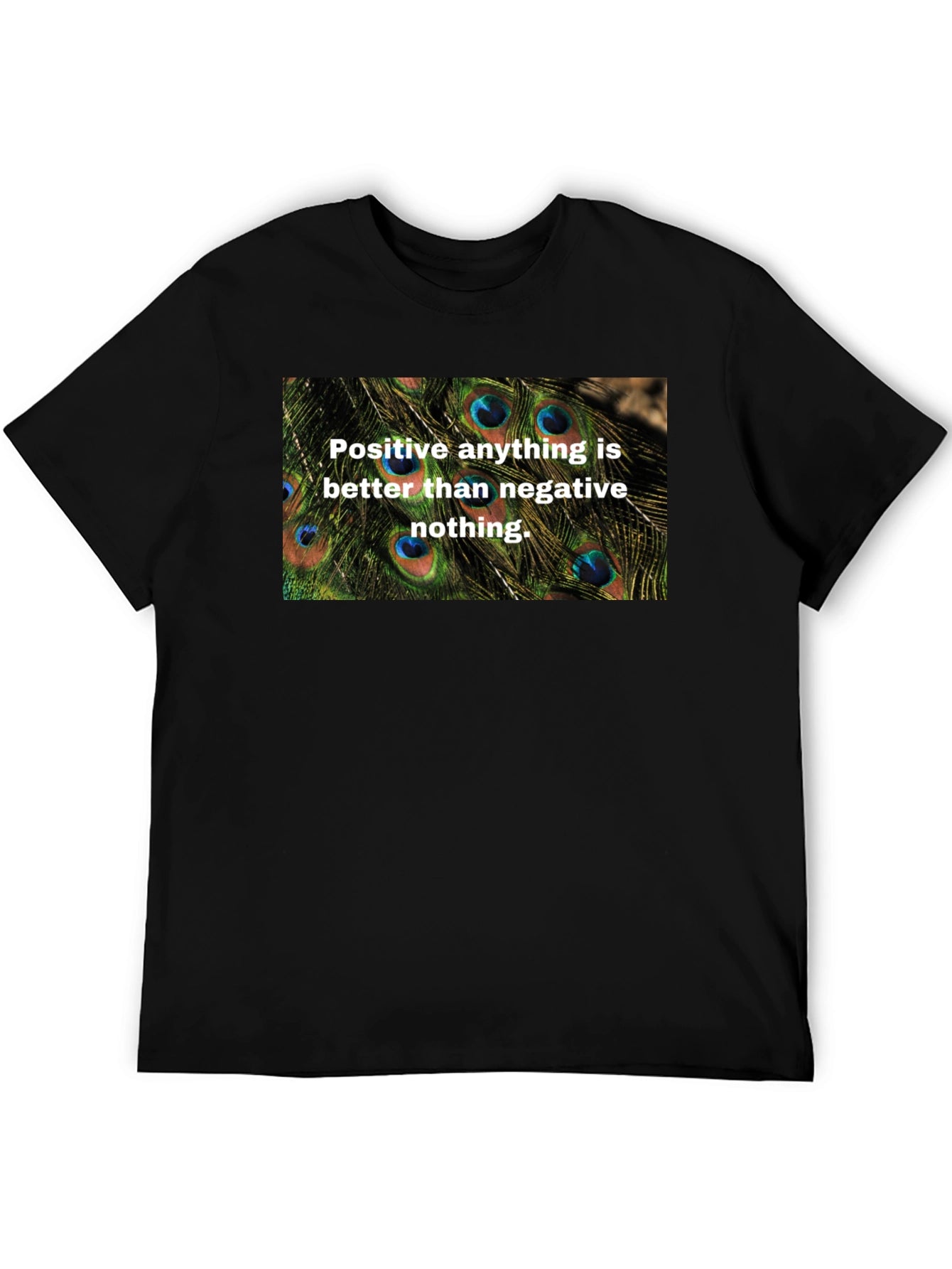 Positive Vibes Graphic Tee - Peacock Feather Design