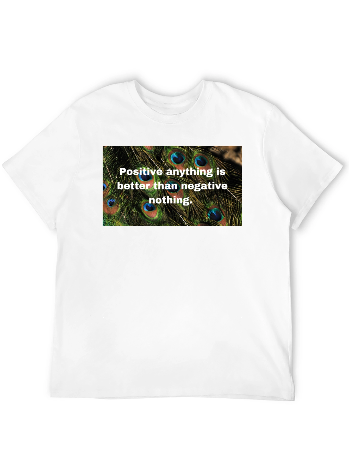 Positive Vibes Graphic Tee - Peacock Feather Design