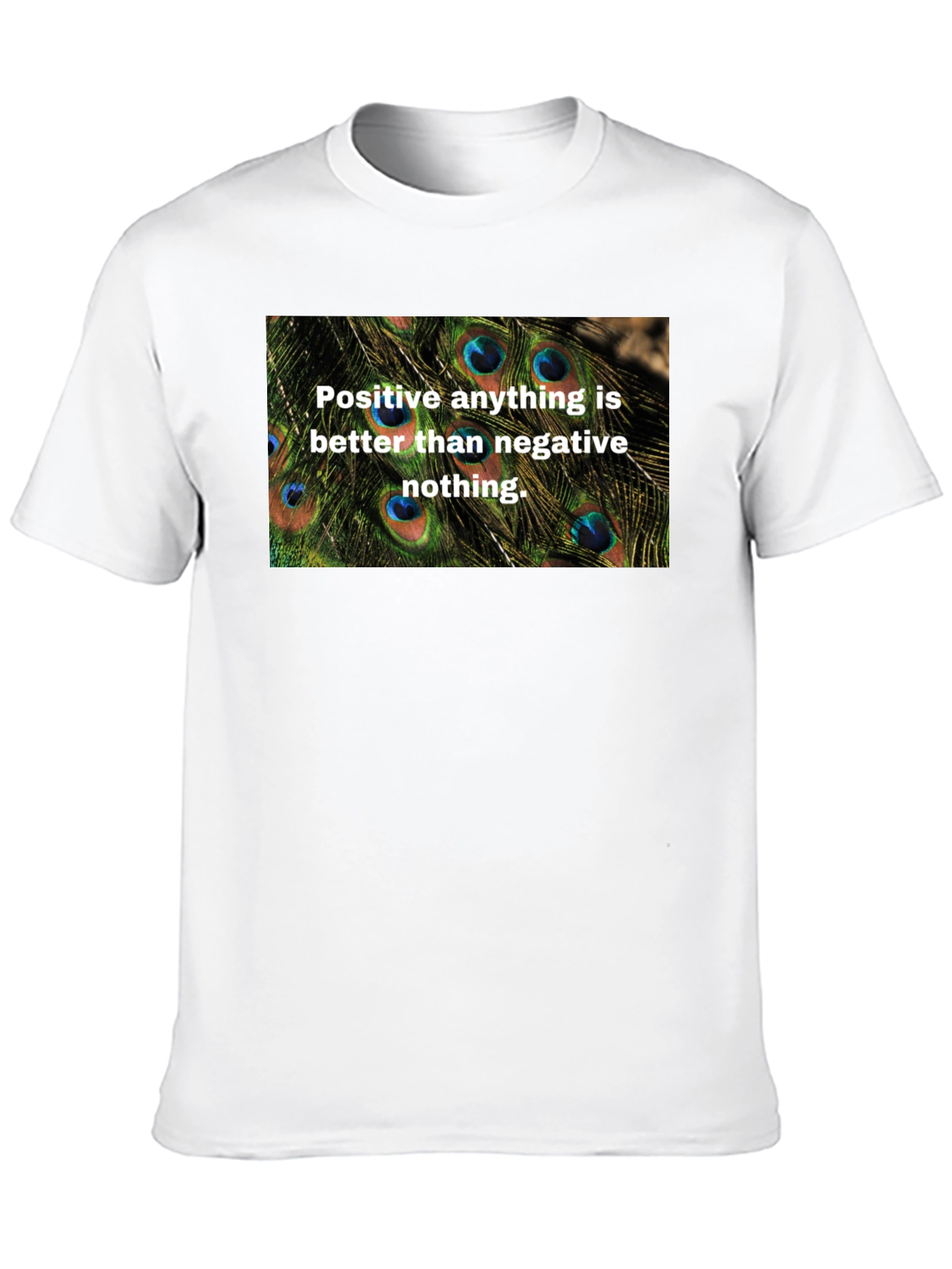 Positive Vibes Graphic Tee - Peacock Feather Design