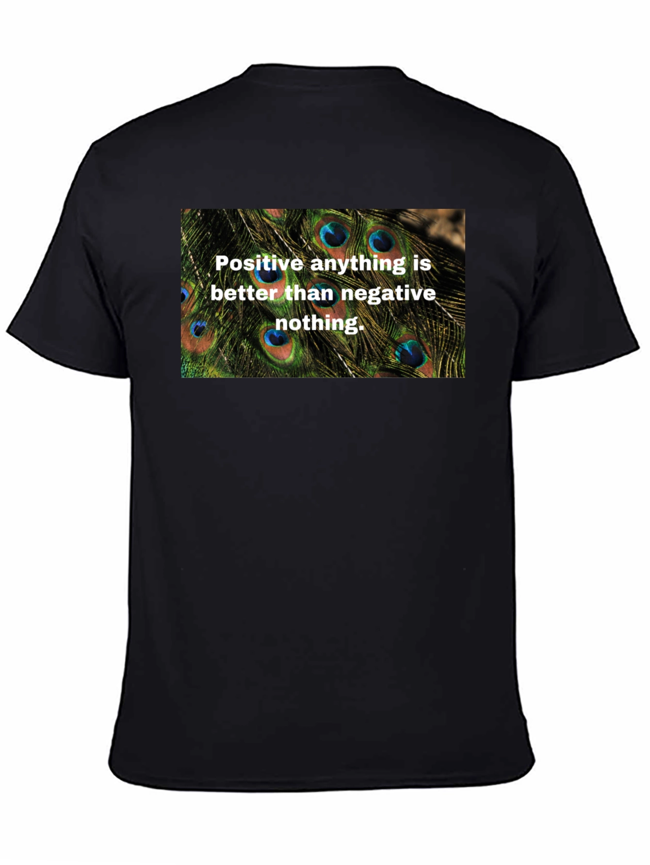 Positive Vibes Graphic Tee - Peacock Feather Design