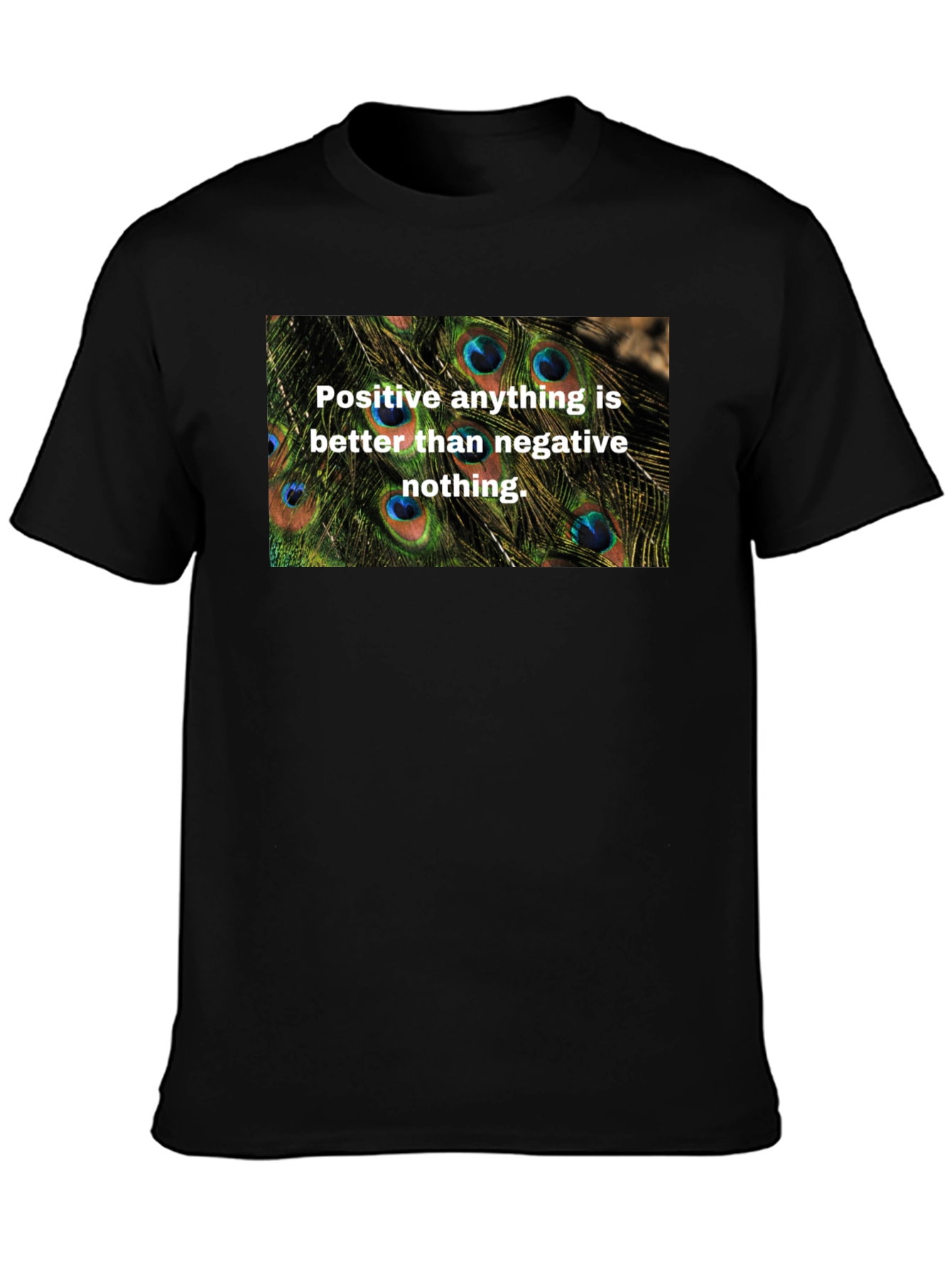 Positive Vibes Graphic Tee - Peacock Feather Design