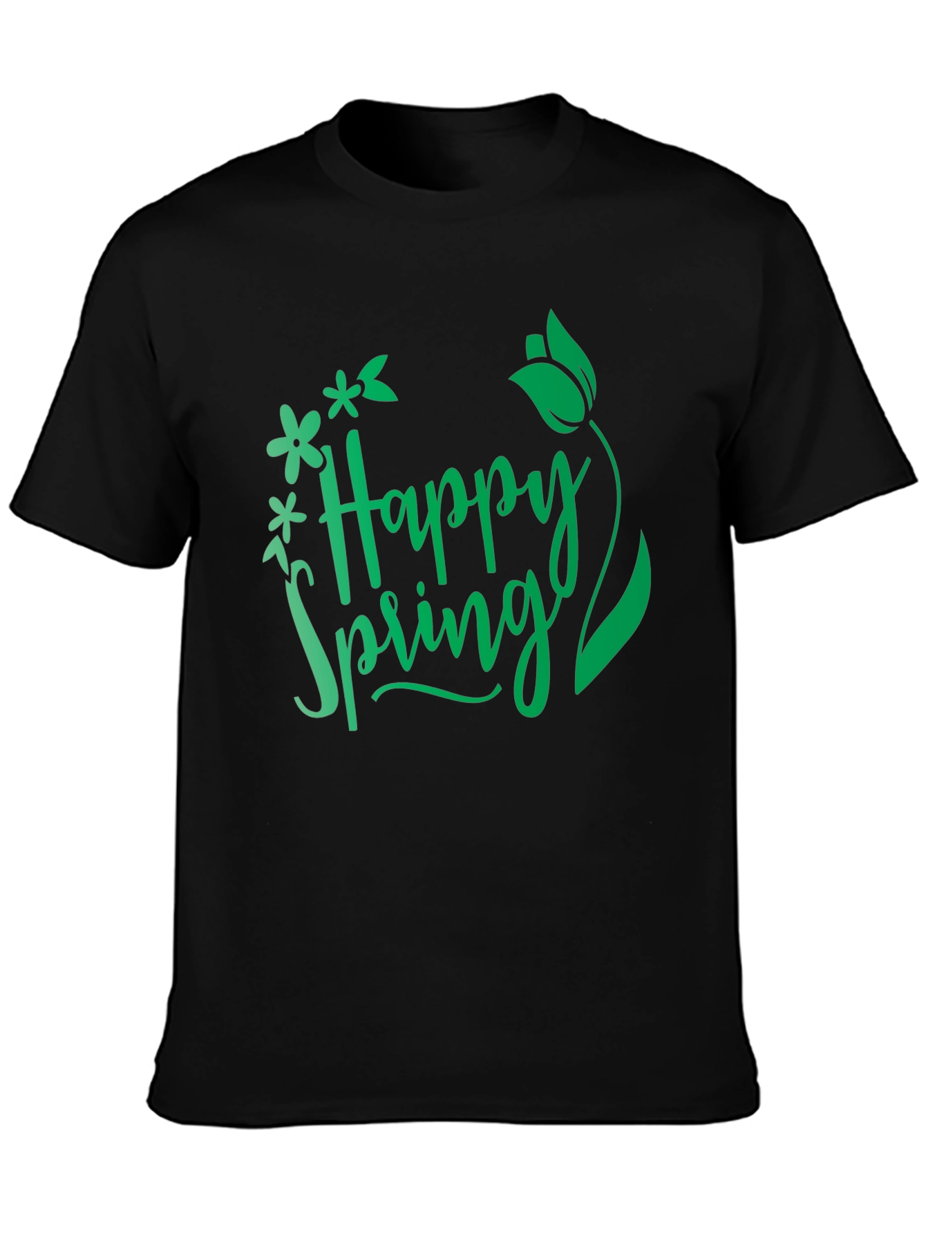 Happy Spring Graphic T-Shirt - Black