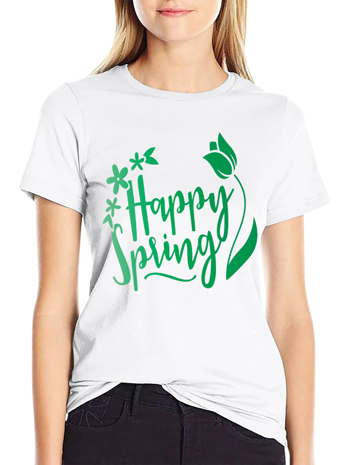 Happy Spring Graphic T-Shirt - Black