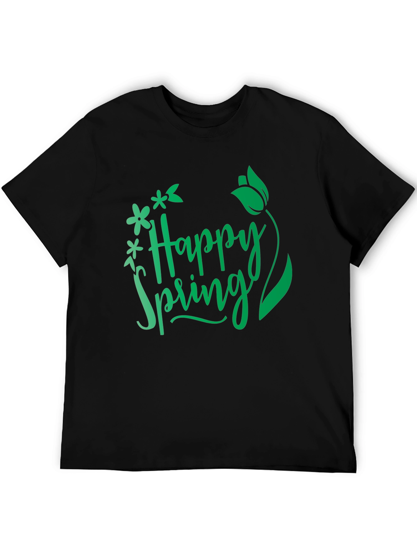 Happy Spring Graphic T-Shirt - Black