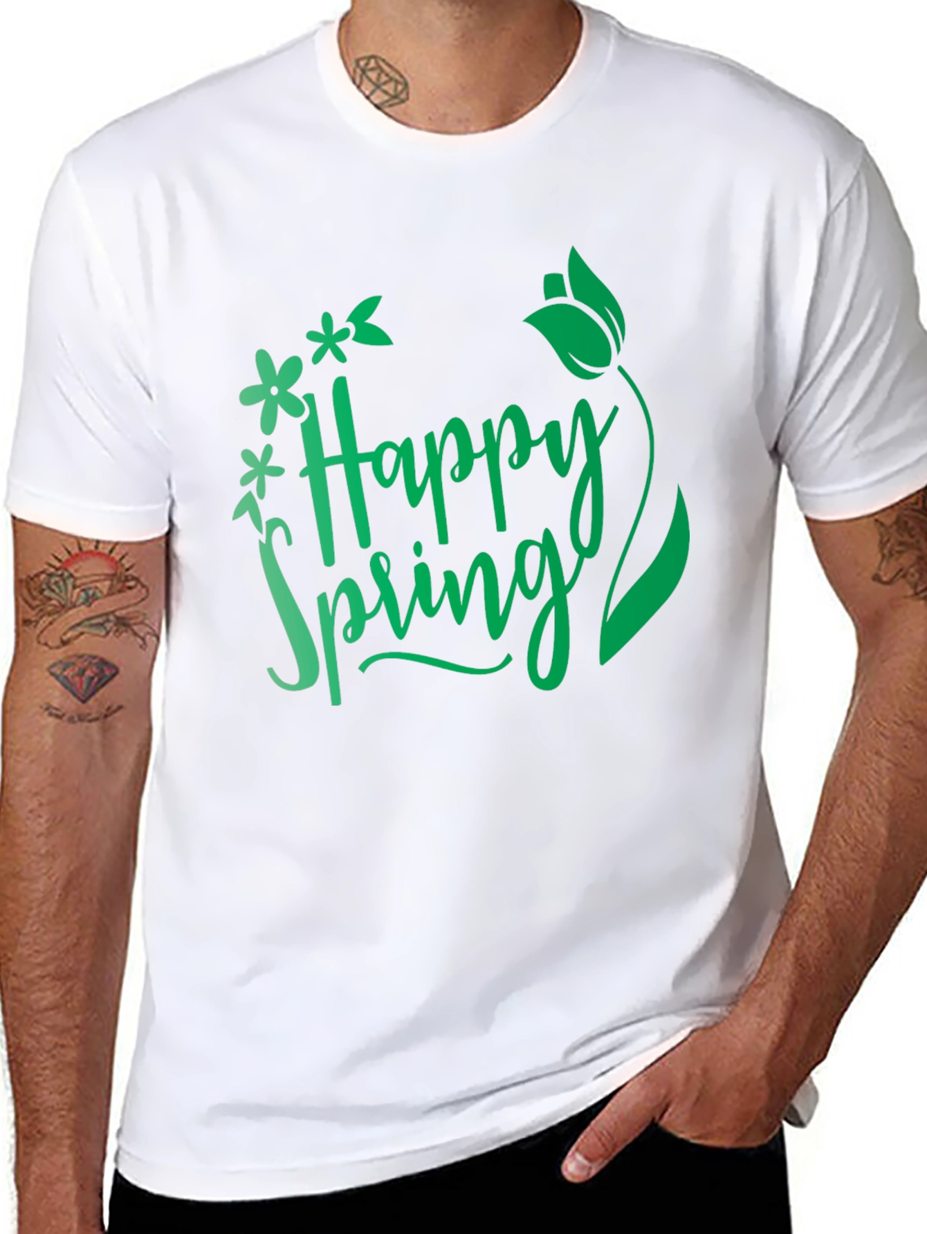 Happy Spring Graphic T-Shirt - Black