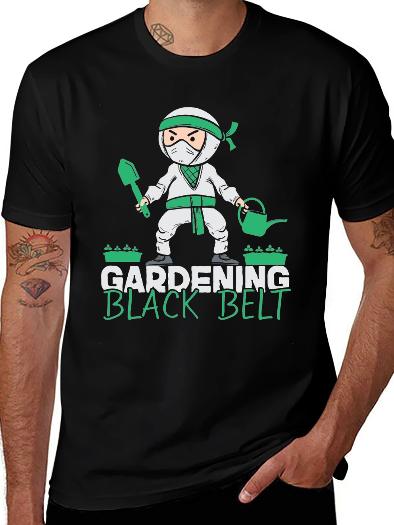 Gardening Black Belt T-Shirt - Ninja Gardener