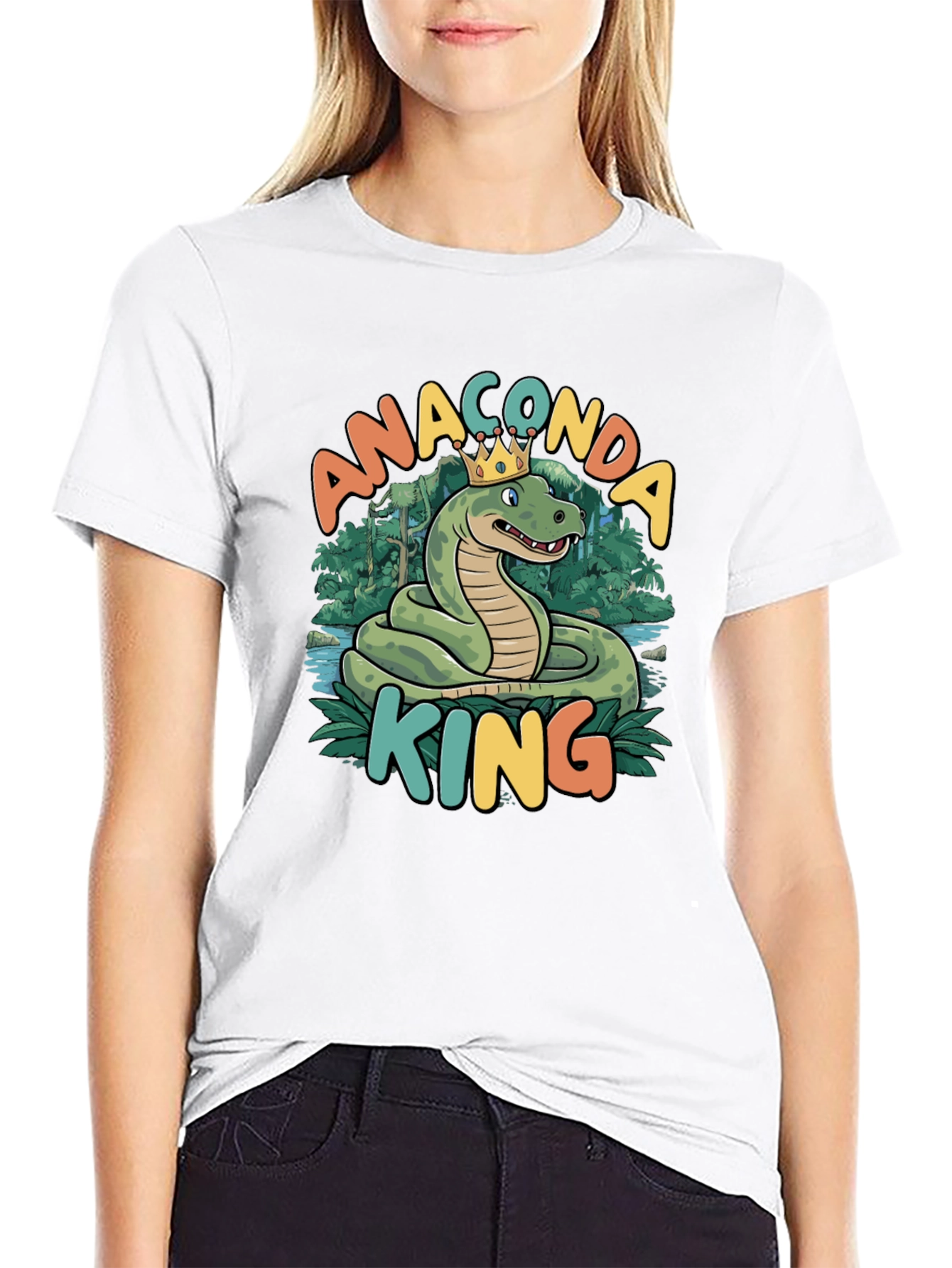 Anaconda King T-Shirt - Cartoon Snake Design